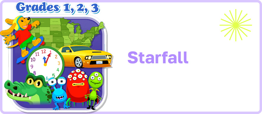 Starfall – sitio web gratuito en línea para aprender inglés para niños de 1° a 3° grado con fonética, lectura, matemáticas y lecciones animadas