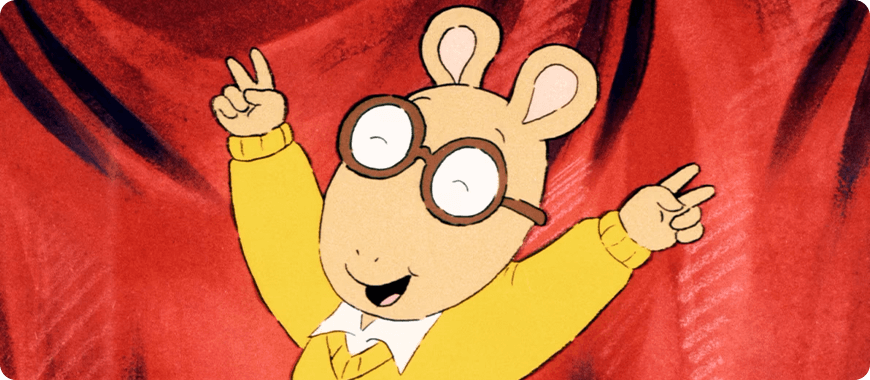 Arthur the aardvark making peace signs — thoughtful, school-based stories with natural dialogue and social-emotional learning for ages 6–9.