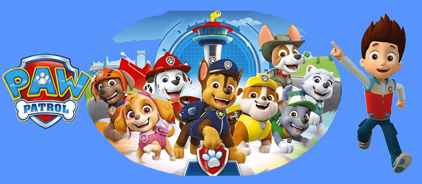 Paw Patrol team ready for action — fast-paced, clear dialogues and teamwork themes that help kids learn practical English phrases.