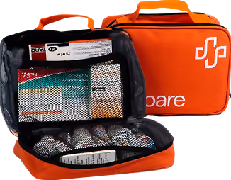 2 prepare medical carrying cases, one open, one closed