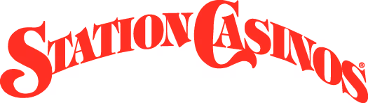 Red stylized text logo saying Station Casinos with a wavy layout.