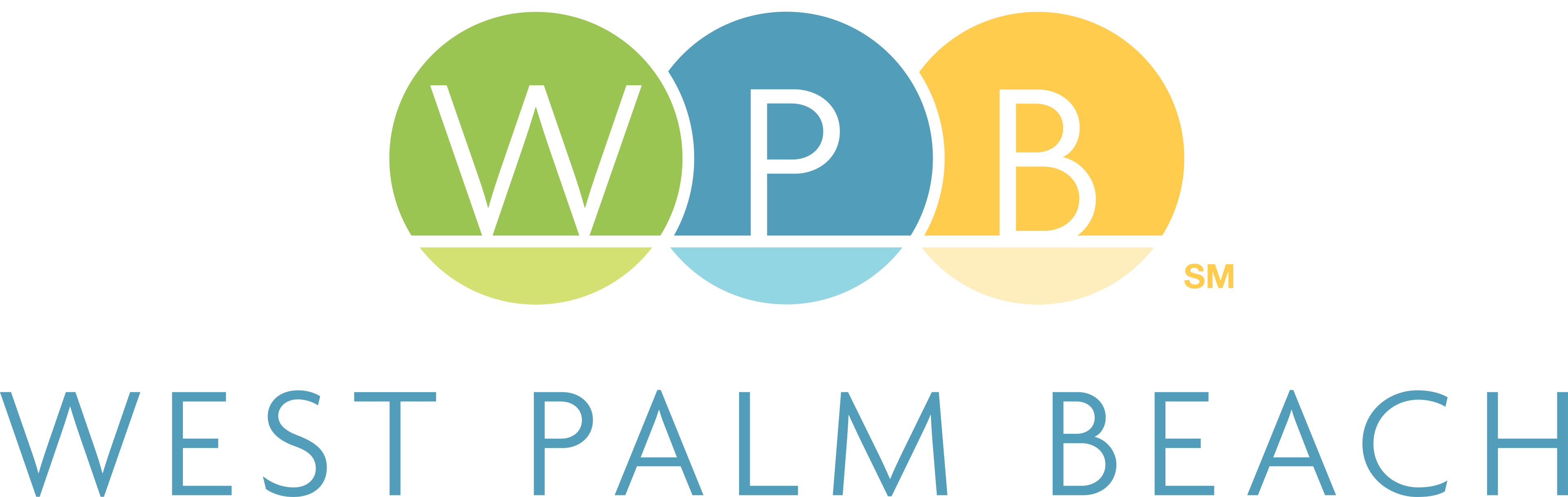 West Palm Beach logo with W, P, B letters in colored circles above the city name.