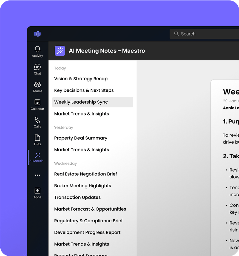 AI Note Taker for Microsoft Teams TeamsMaestro
