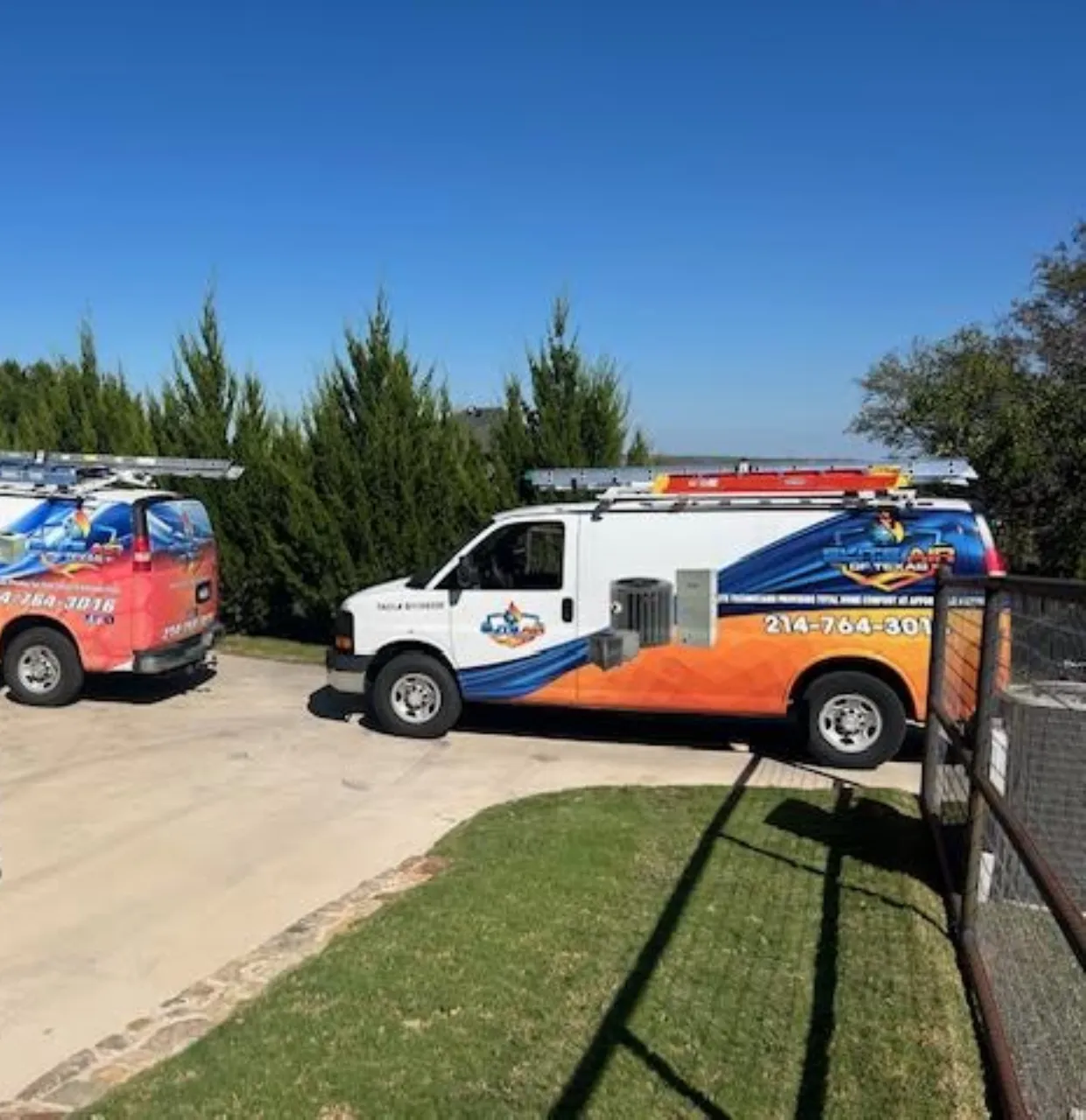Elite Air of Texas technician installing a new AC condenser in Aledo, TX
