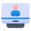 Flat Icon of a computer with a person on the screen.