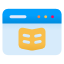 Flat Icon with learning icon in the middle of a computer screen.