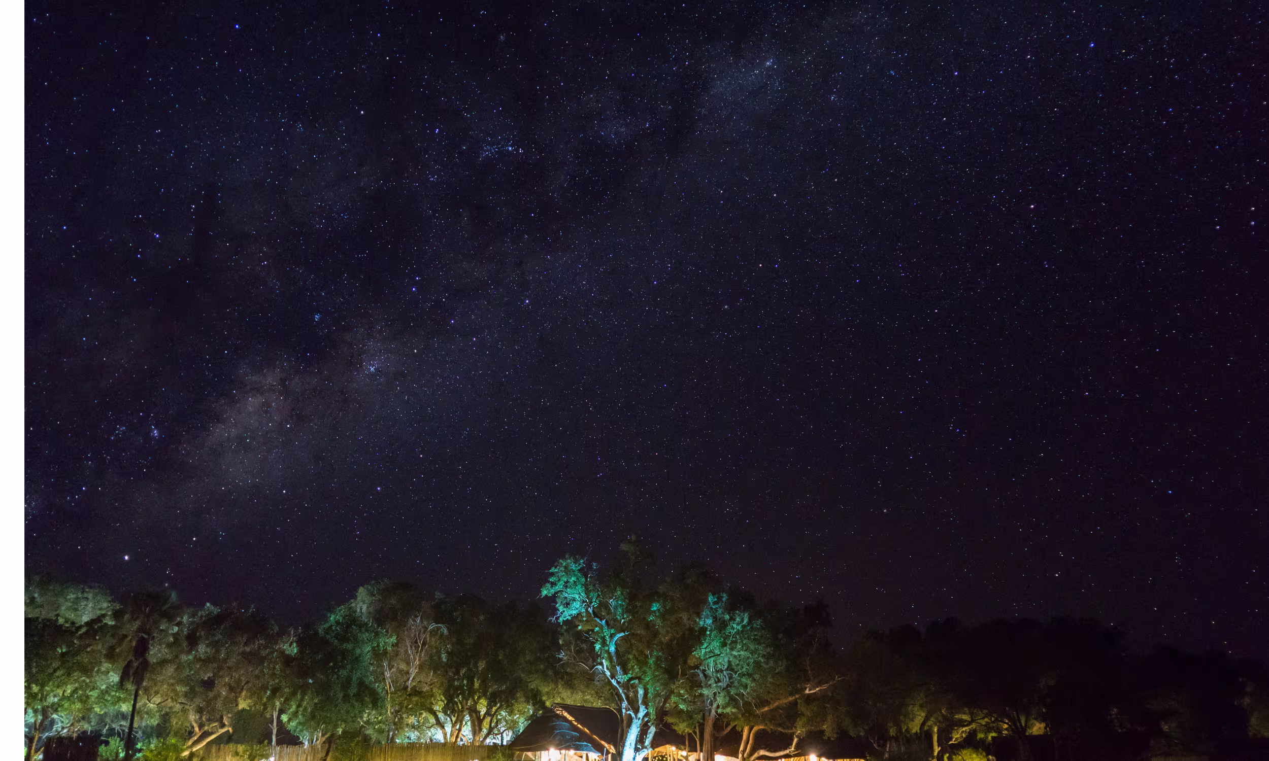 Starry night sky seen from a lodge in Botswana during a honeymoon trip.
