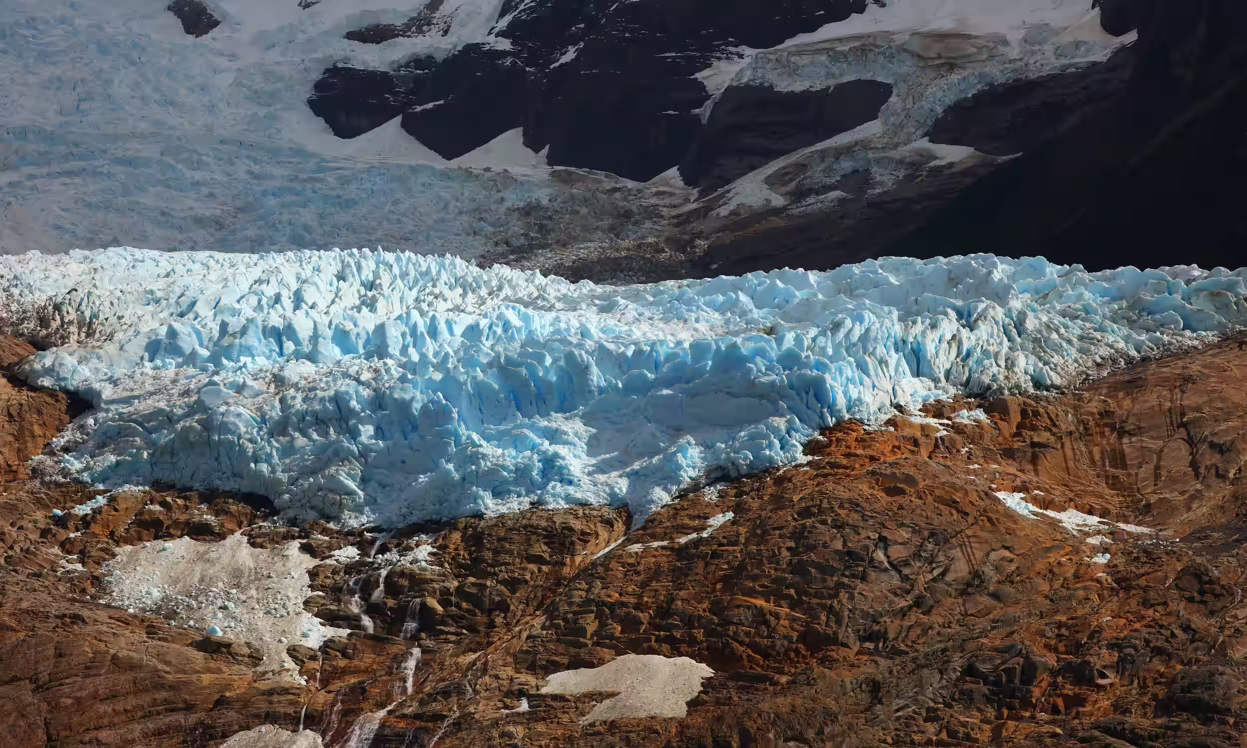 View of the Balmaceda Glacier from the coastline in Chilean Patagonia.