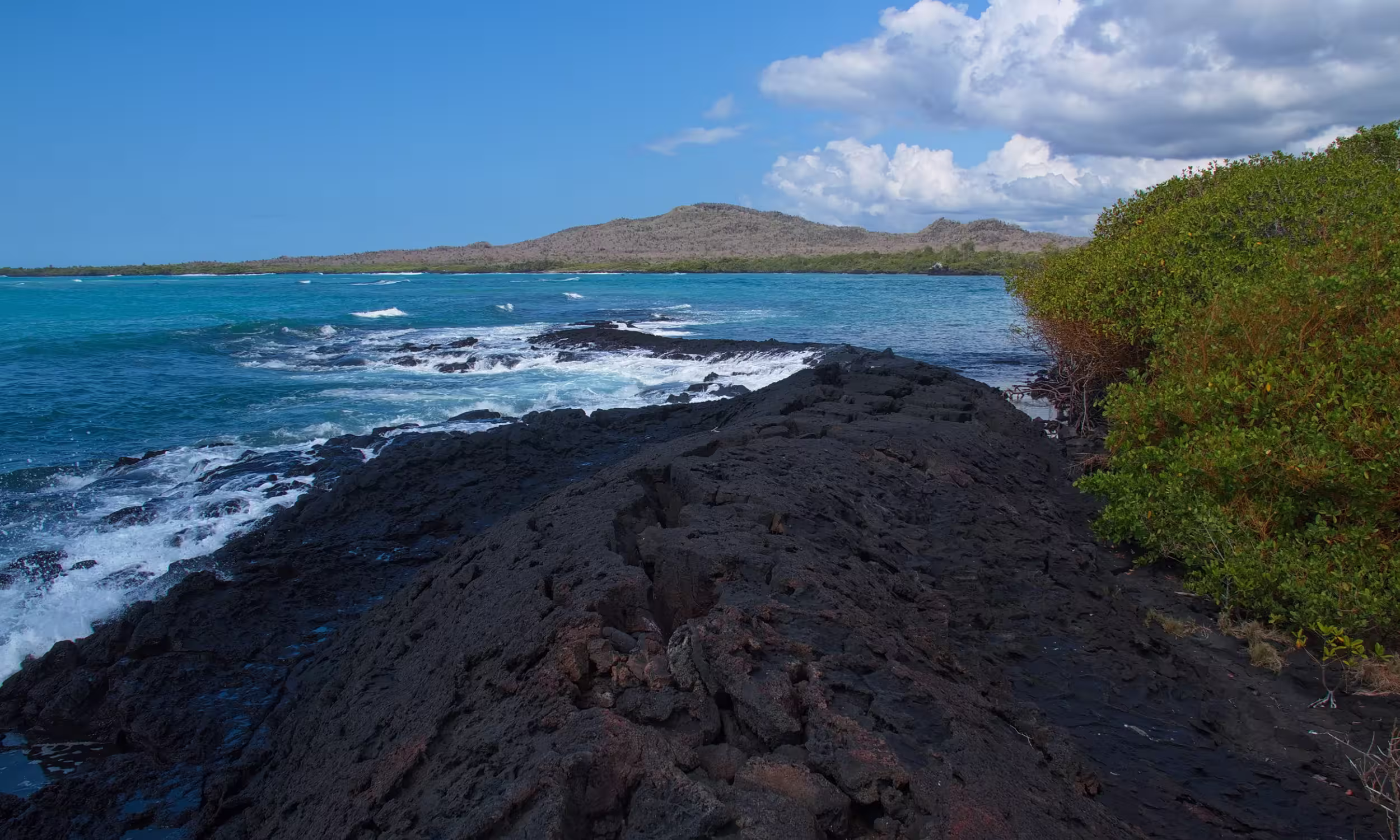 Lava tunnel on Isabela Island in the Galápagos, a unique volcanic honeymoon experience