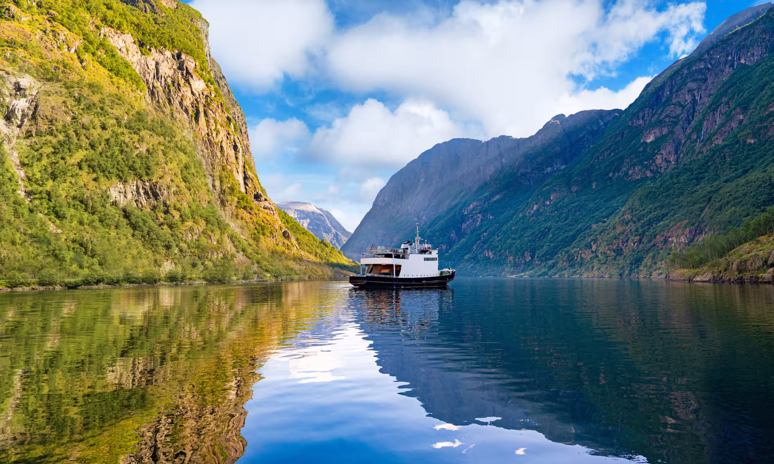 Nærøyfjord near Gudvangen, an iconic Norwegian fjord for a romantic honeymoon 