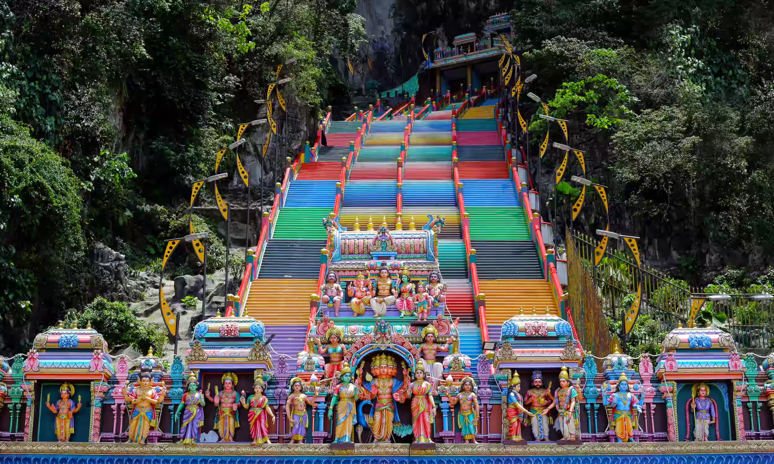 Colorful Batu Caves staircase near Kuala Lumpur, a cultural honeymoon experience 