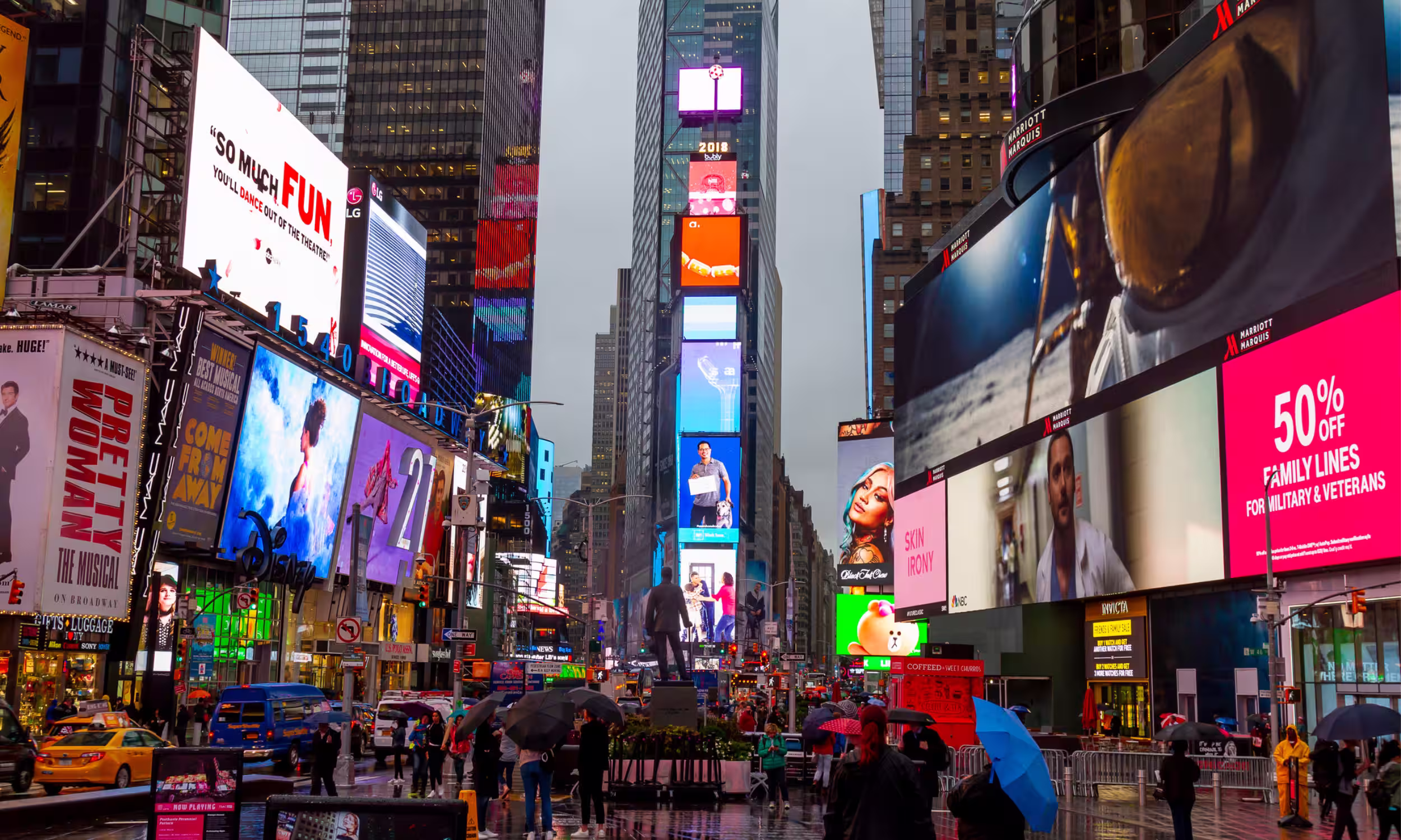 Times Square à noite em Nova Iorque, experiência urbana vibrante em lua de mel 