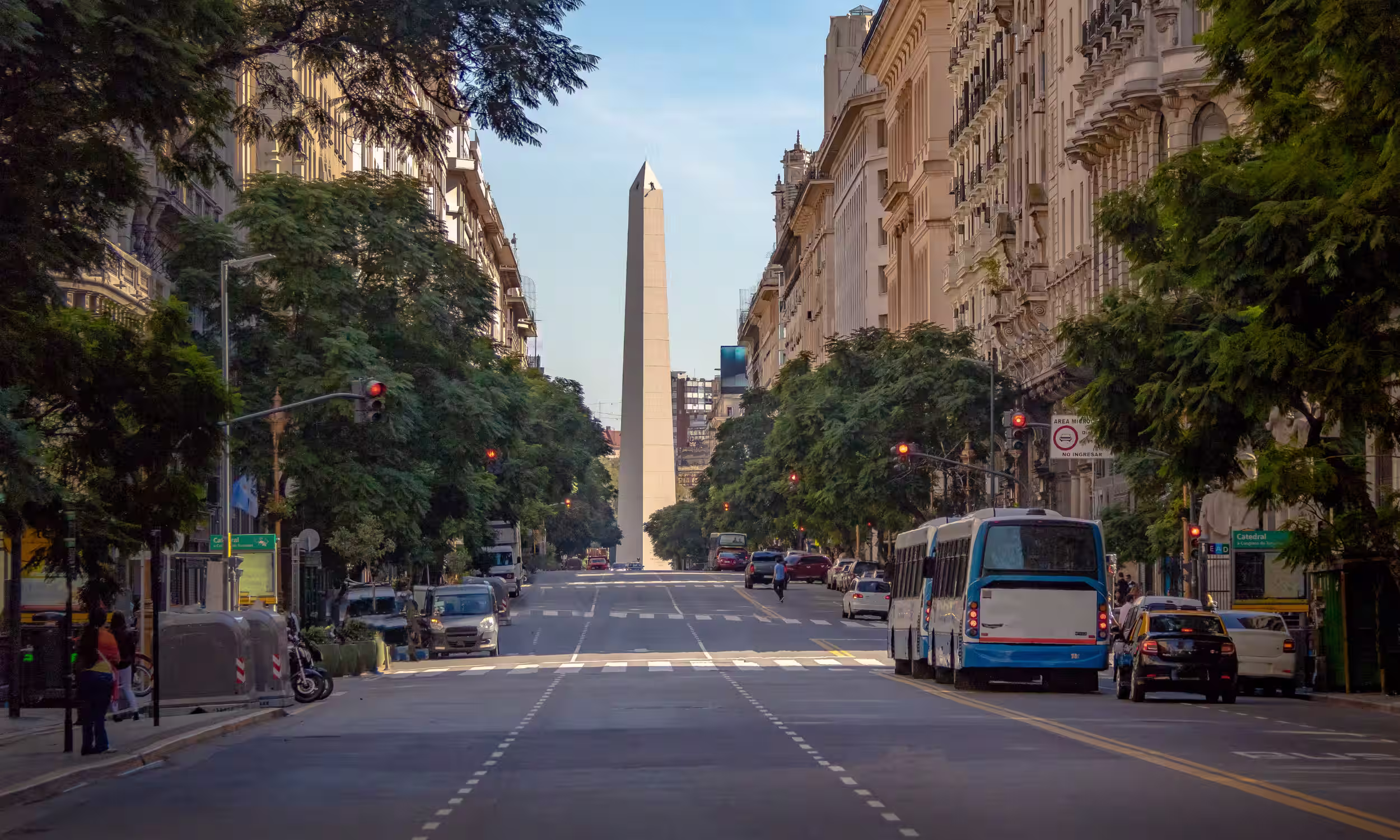 Corrientes Avenue in Buenos Aires, known for its theaters, bookstores and cultural life during a honeymoon in Argentina.