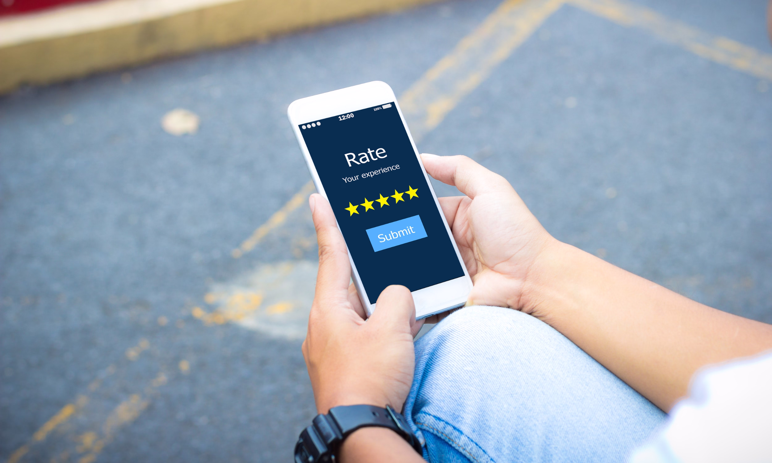 Person checking online complaints about a travel agency on a mobile phone.