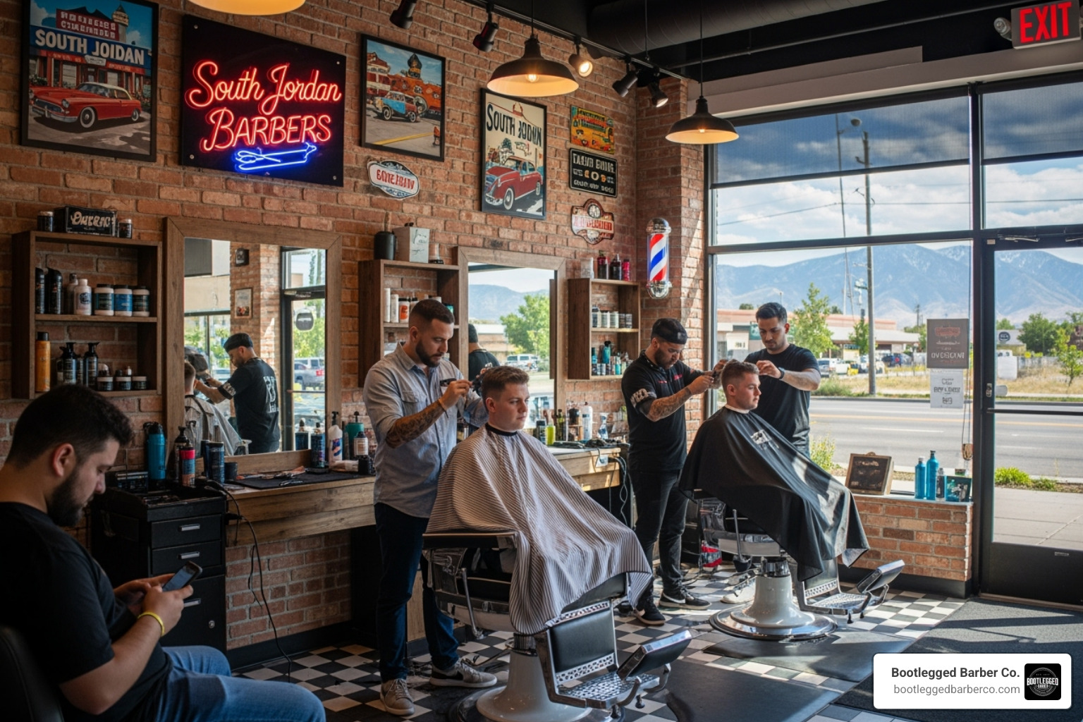 person booking a barber appointment on their smartphone - barber shop south jordan