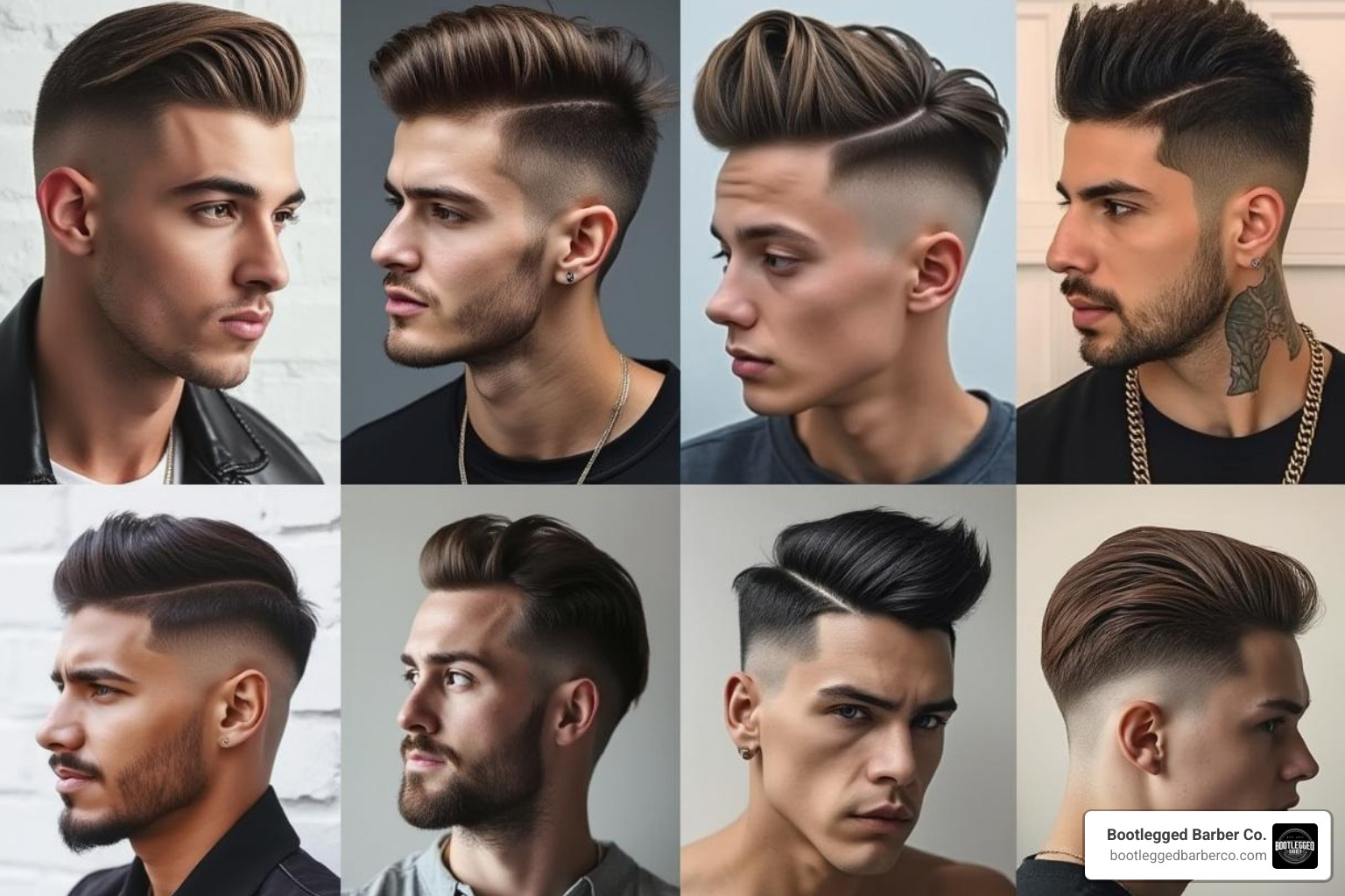 collage of modern men's haircuts - barber shop haircuts