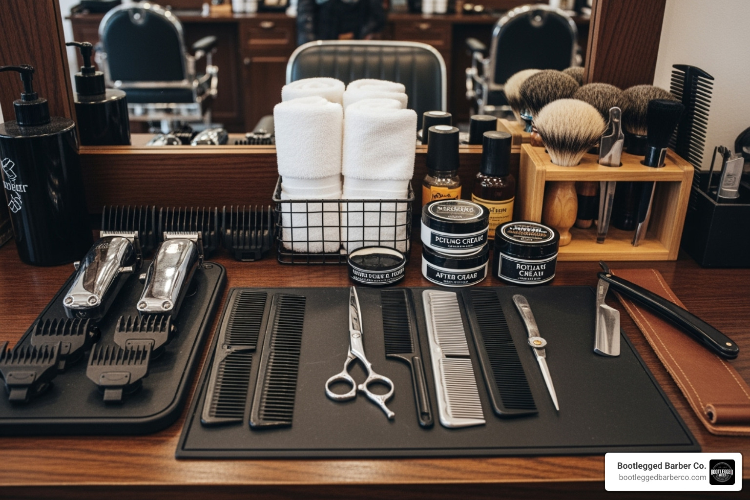 perfectly organized barber station with tools laid out neatly - Attention to detail