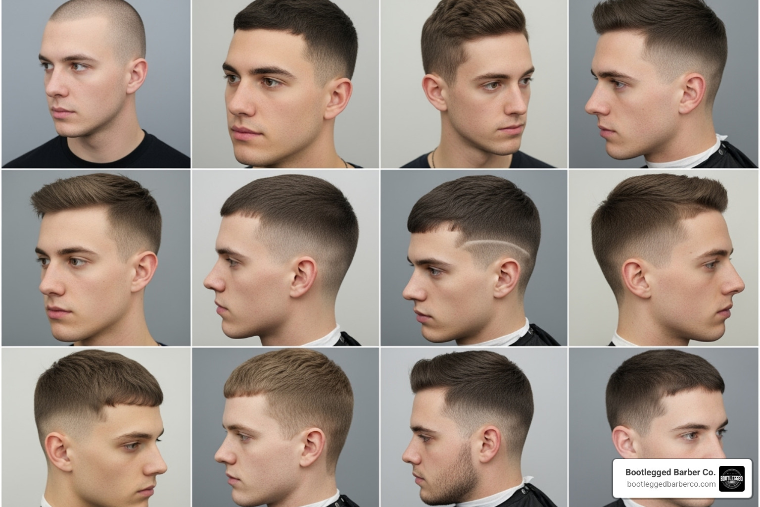 Collage of different buzz cut styles - Buzz cut styles
