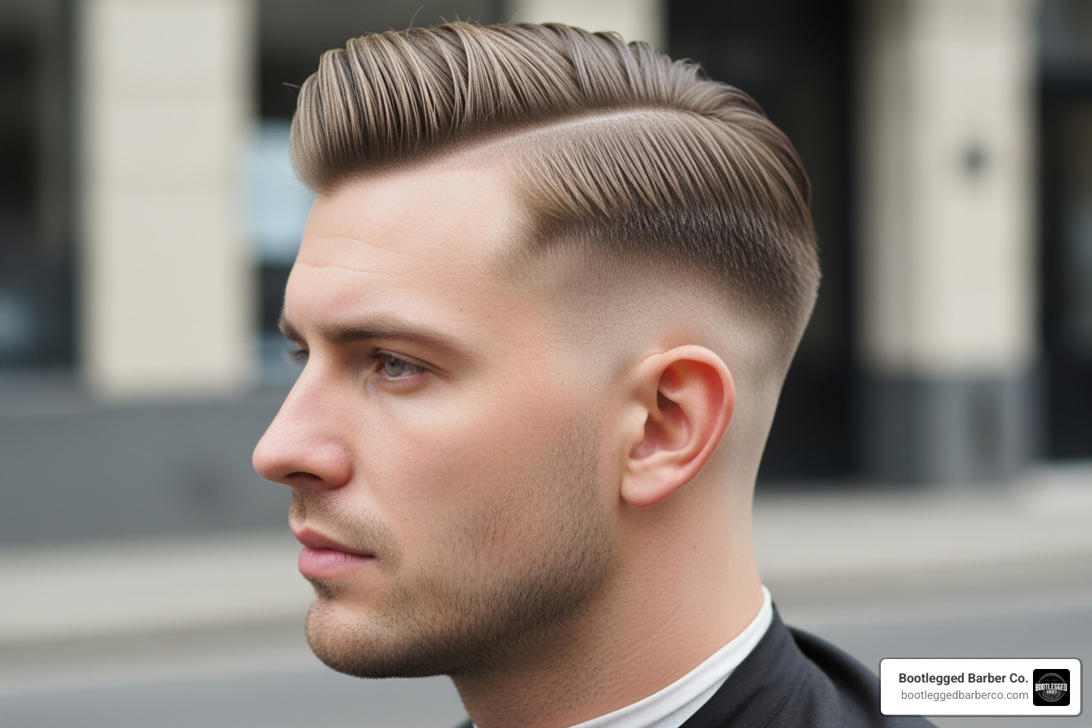 man with a stylish comb-over and a low skin fade - balding skin fade