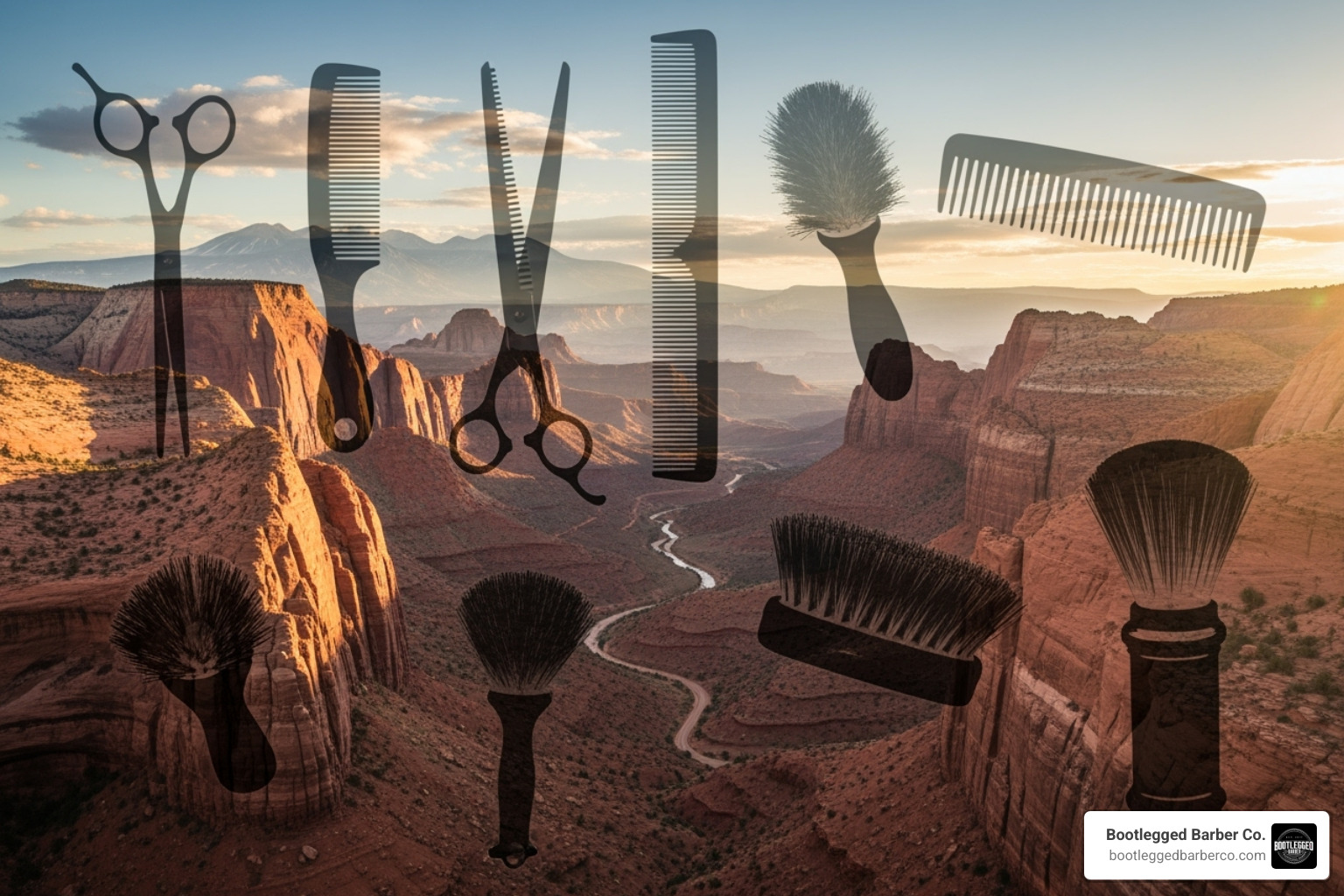 beautiful Utah landscape with a subtle overlay of grooming tools - beauty salons in utah