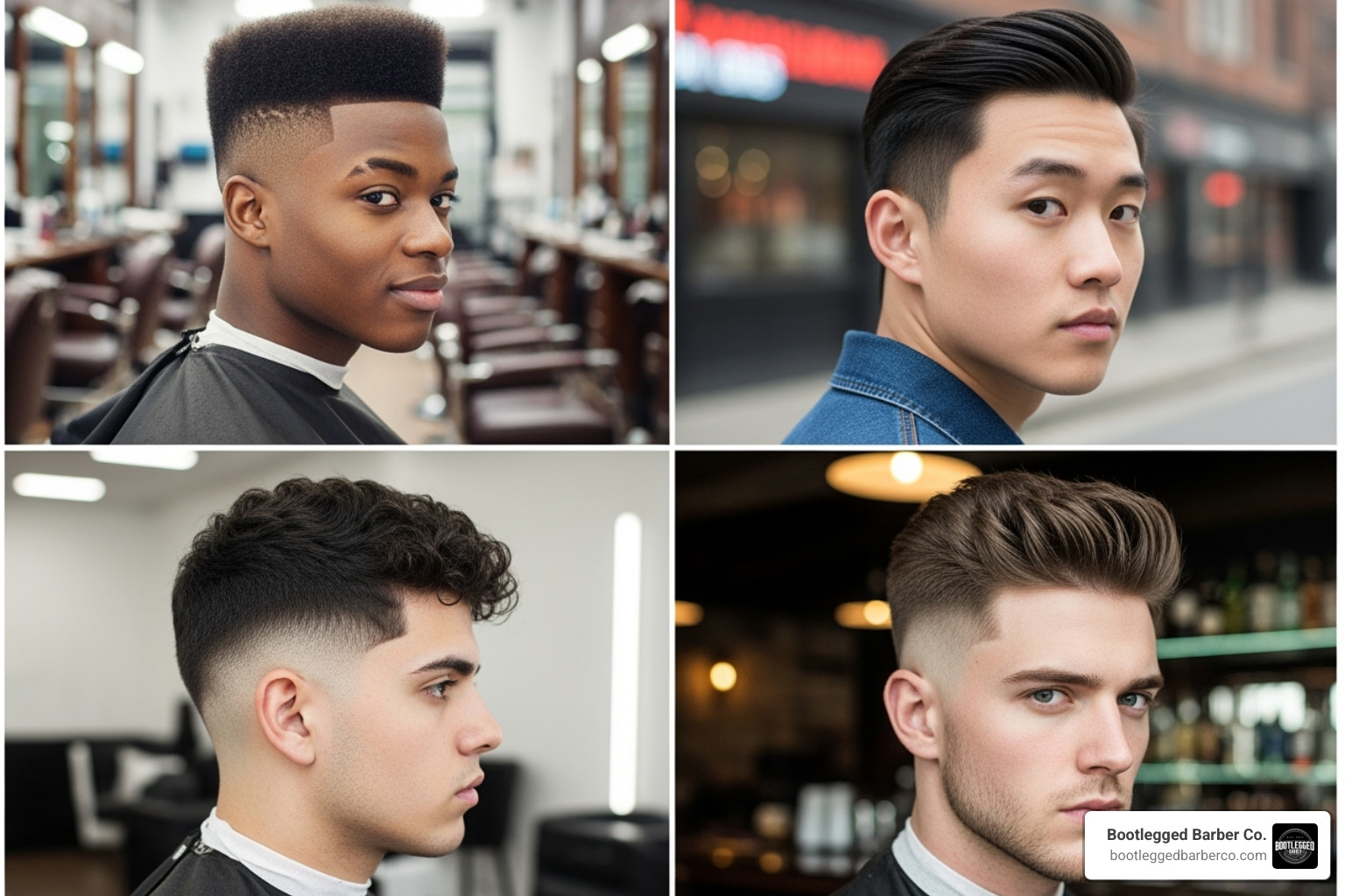 Different fade styles performed at Bootlegged Barber Co. - barber and beard trim near me