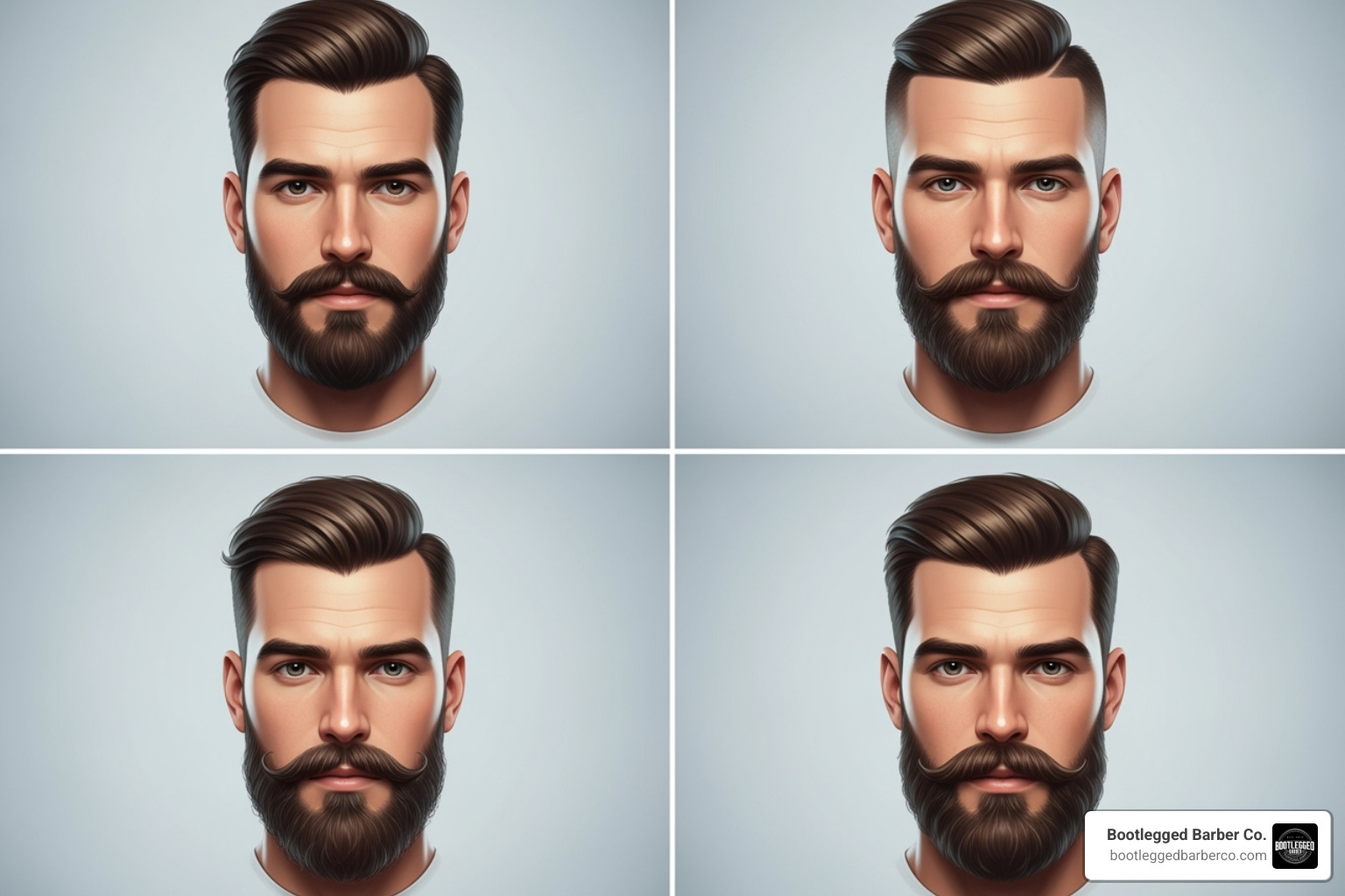Image of different face shapes with complementary beard styles - big beard and mustache Image of different face shapes with complementary beard styles - big beard and mustache