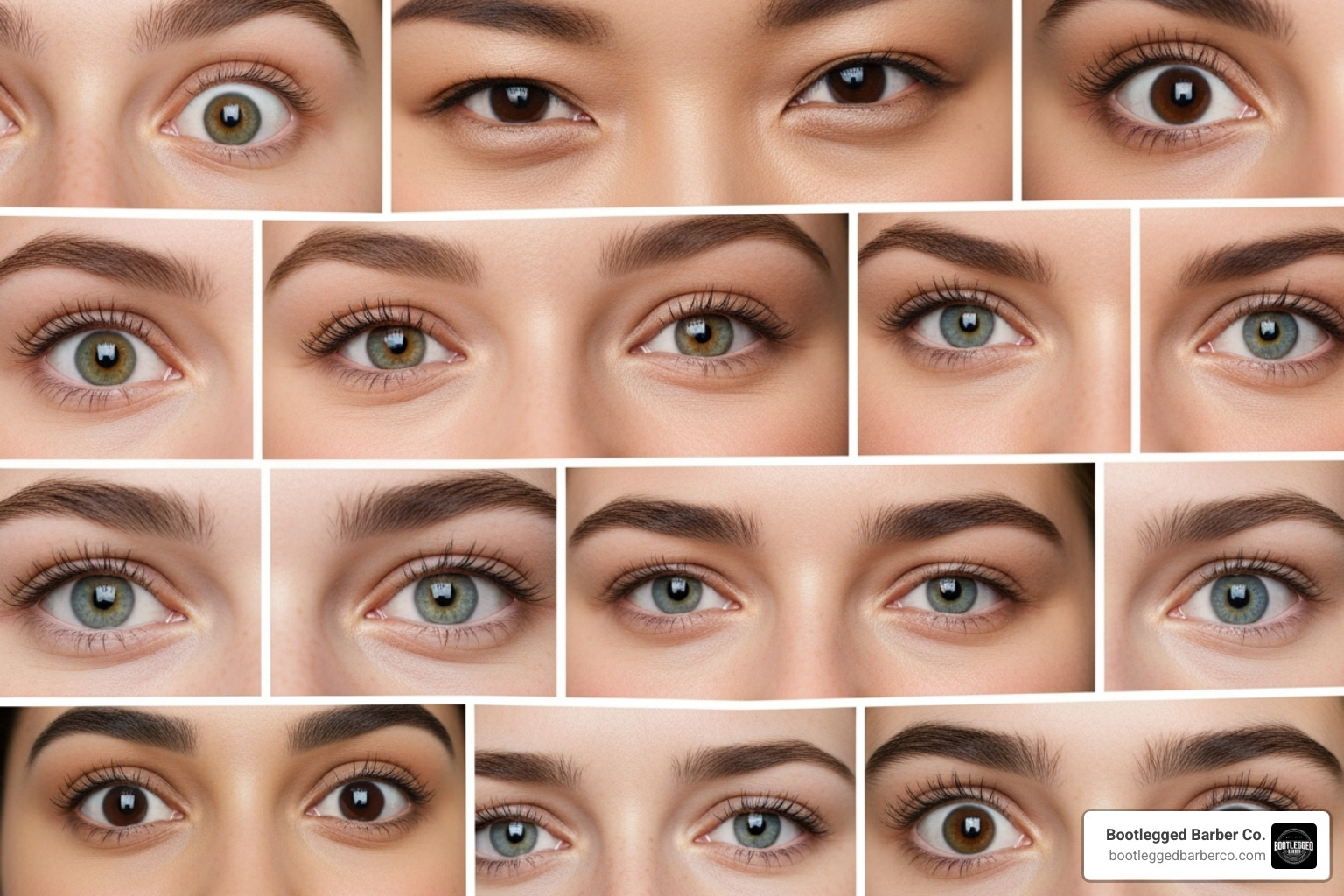 Collage of different eye shapes and expressions - Define facial features