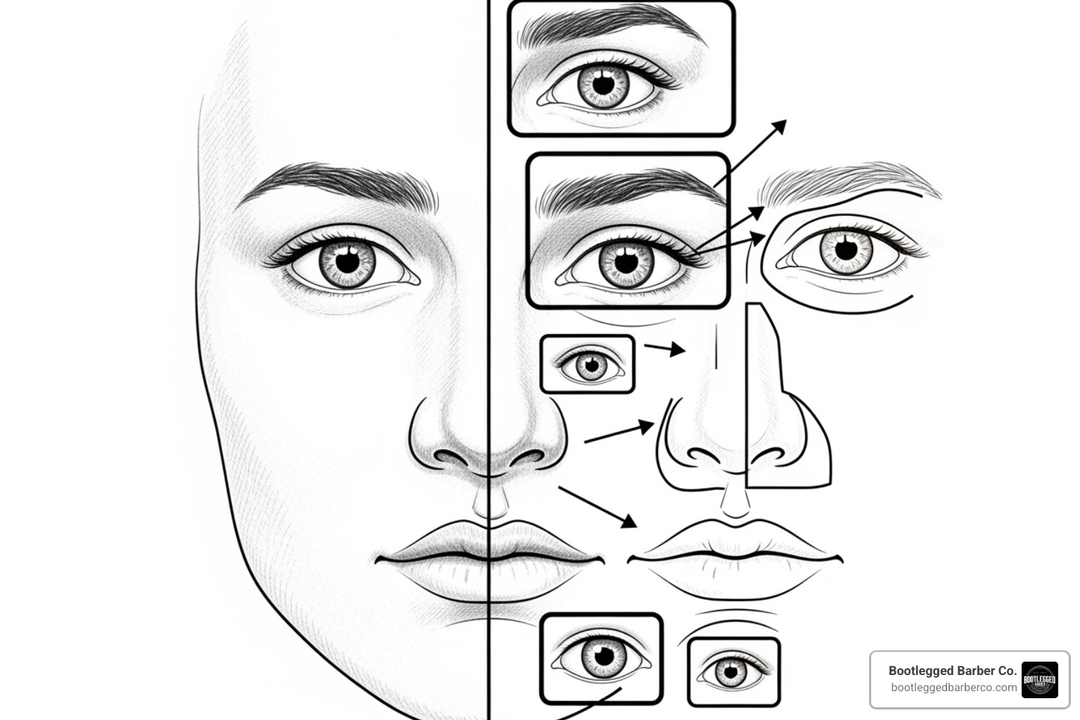 Diagram illustrating the difference between holistic and feature-based facial recognition - Define facial features
