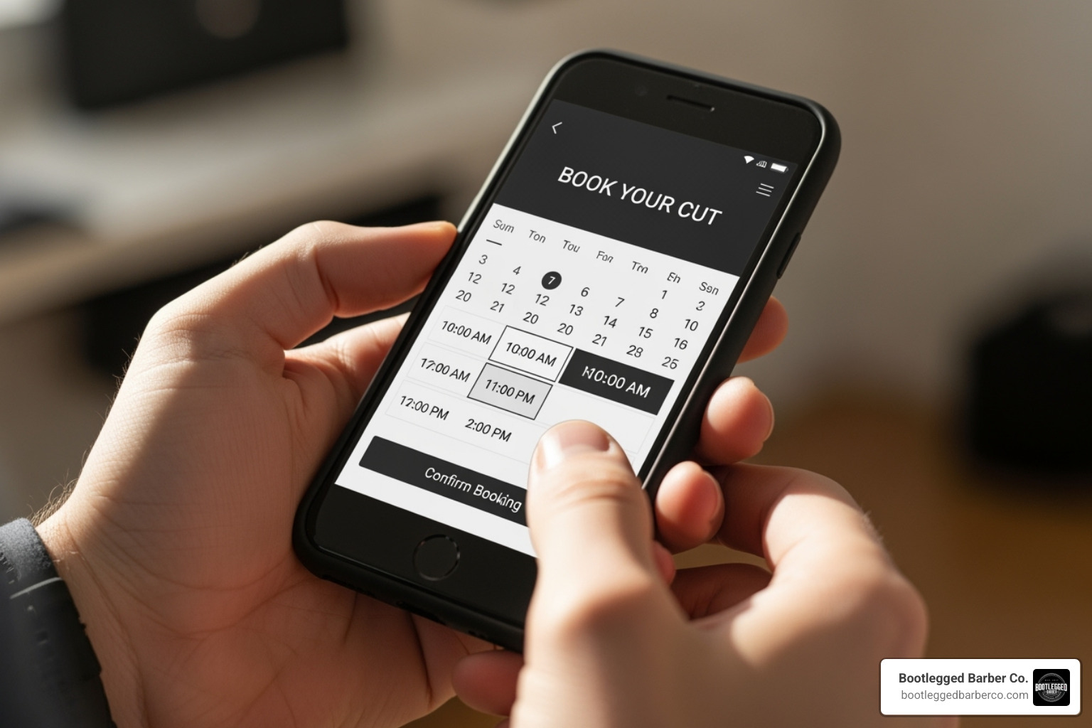 A person easily booking a barber appointment on their smartphone - appointment barber shop