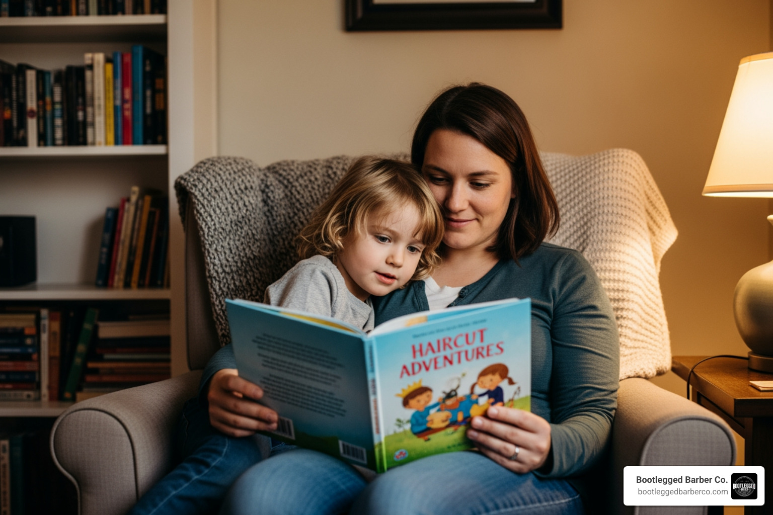 parent reading a book about haircuts to their child - First haircut experience