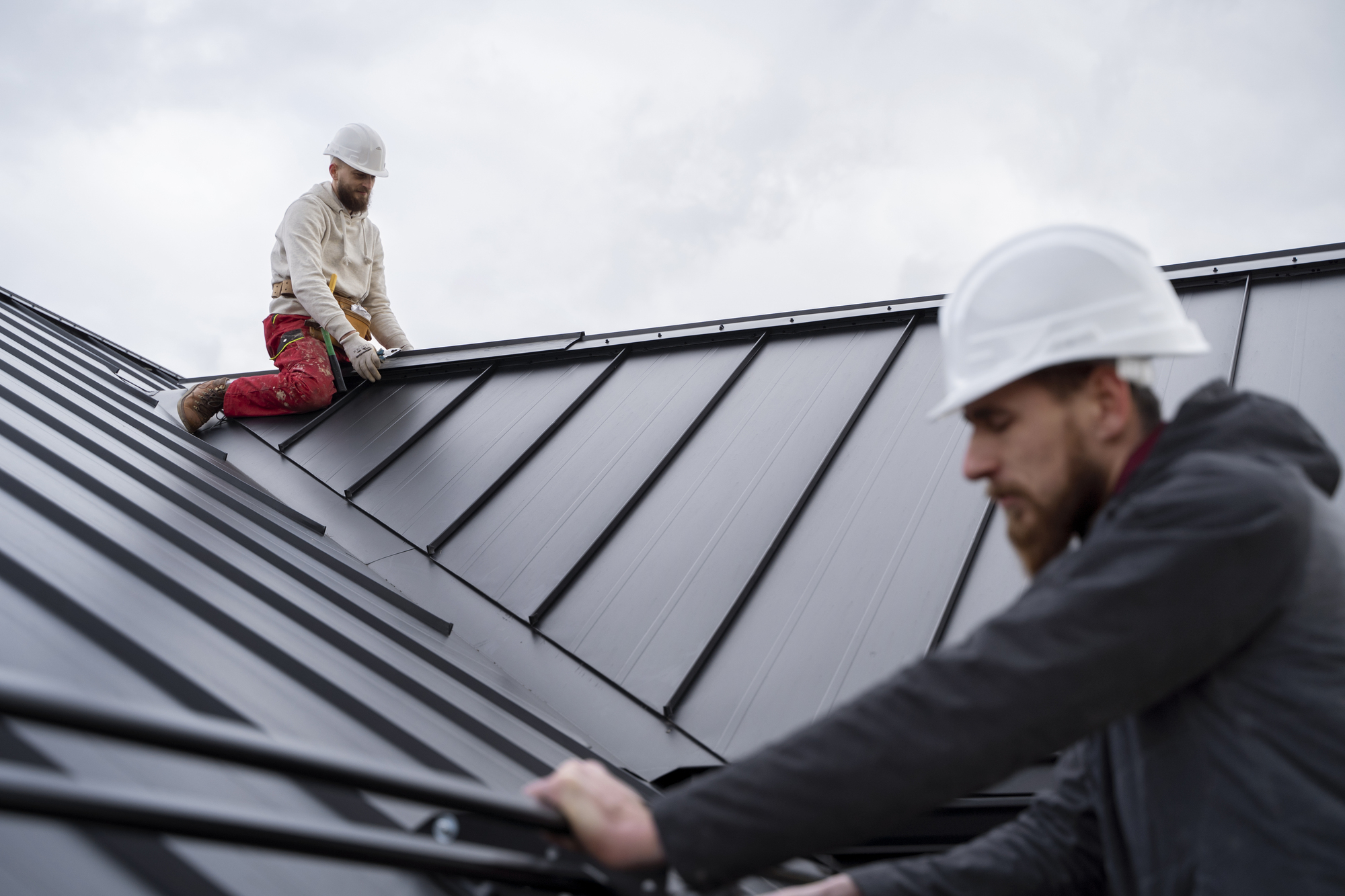 An overhead view of a newly replaced New Jersey roof.