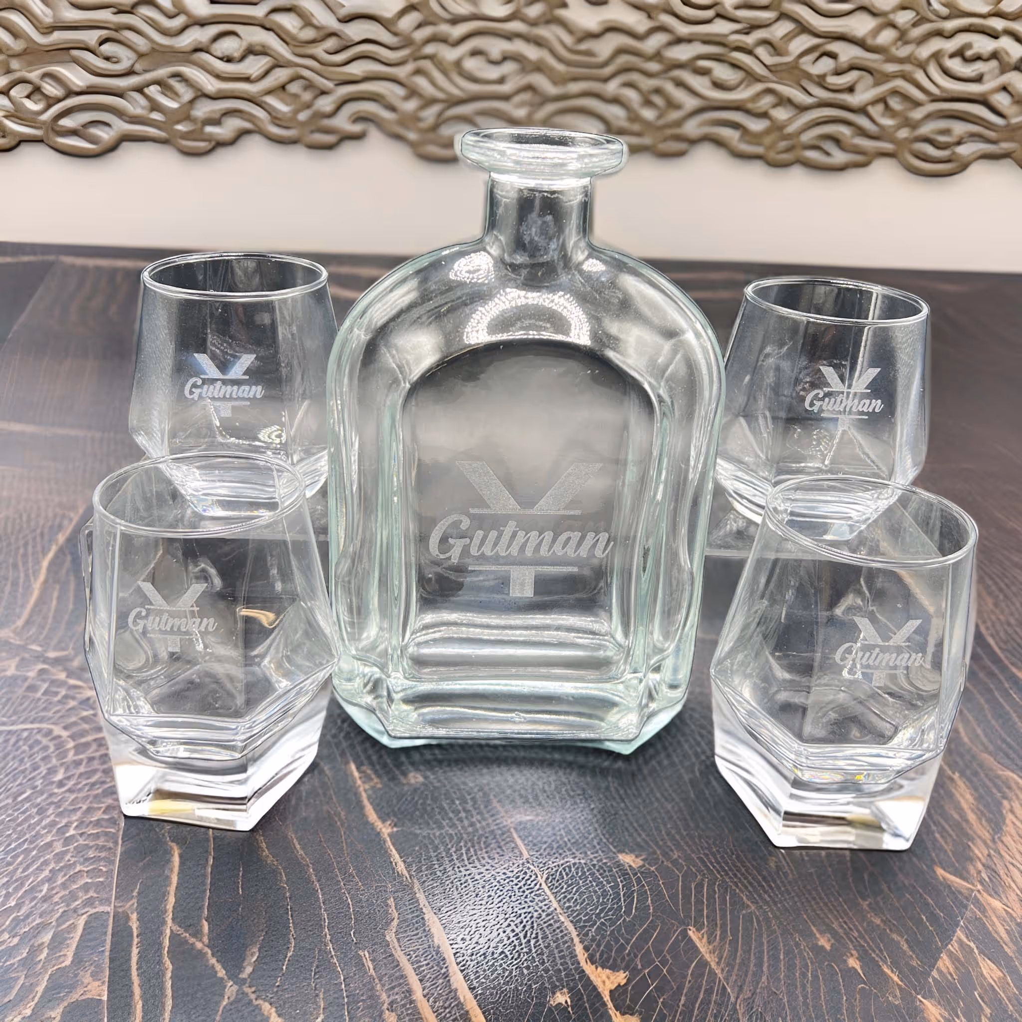 Custom Laser Engraved Glasses and decanter Miami Fort Lauderdale