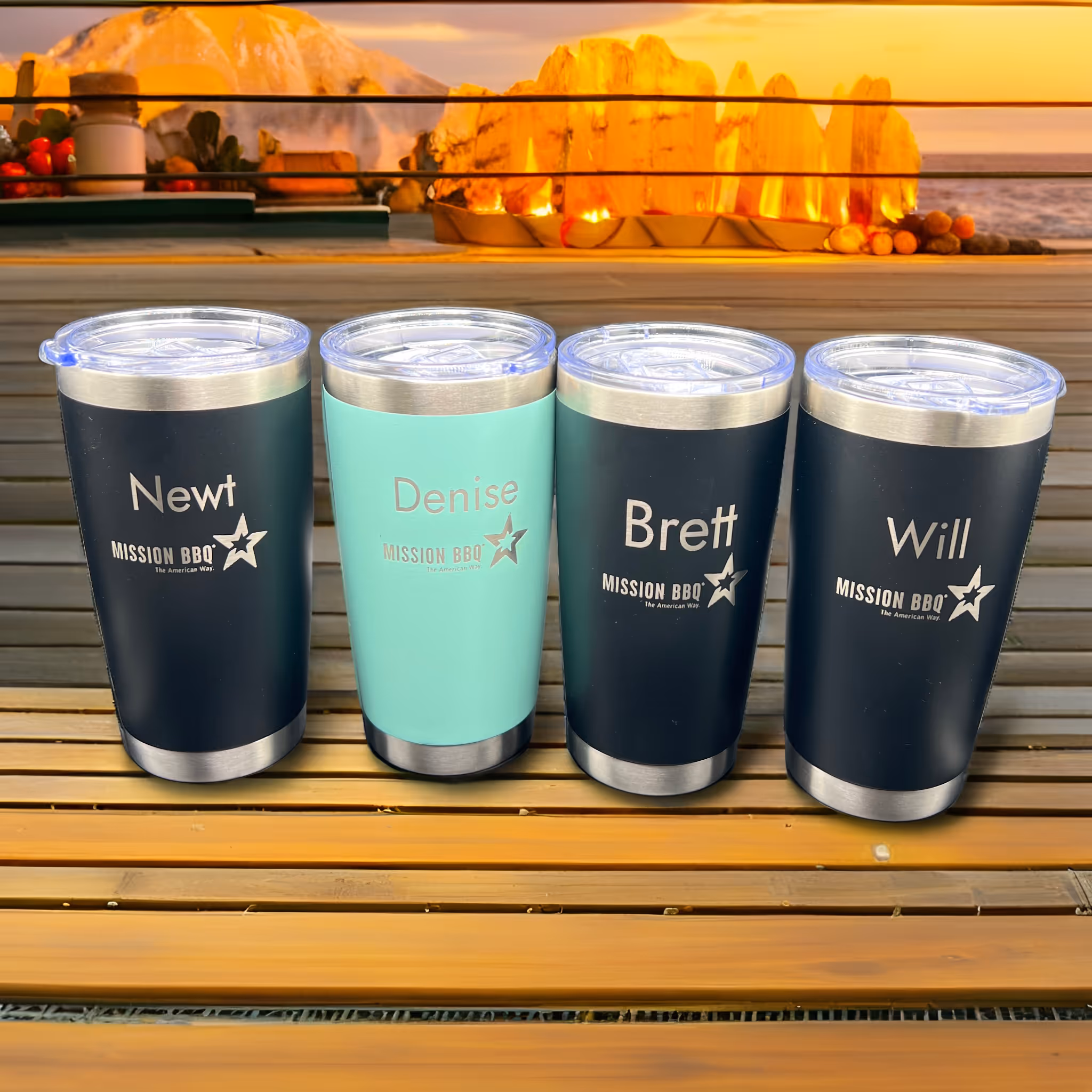 Four personalized cups with names on them Laser engraved miami fort lauderdale