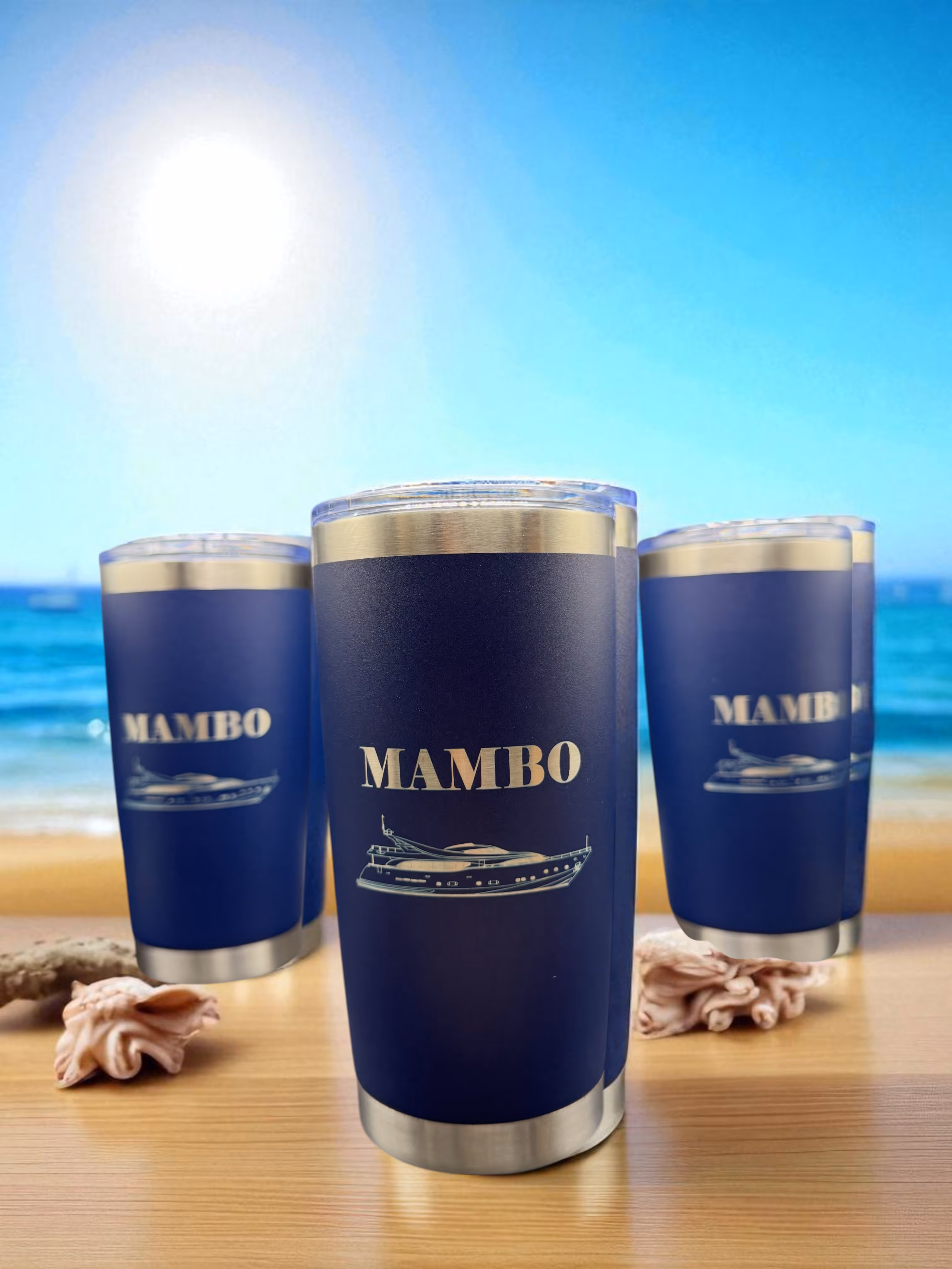 Laser Engraved Tumbler Boat Yacht miami fort lauderdale 