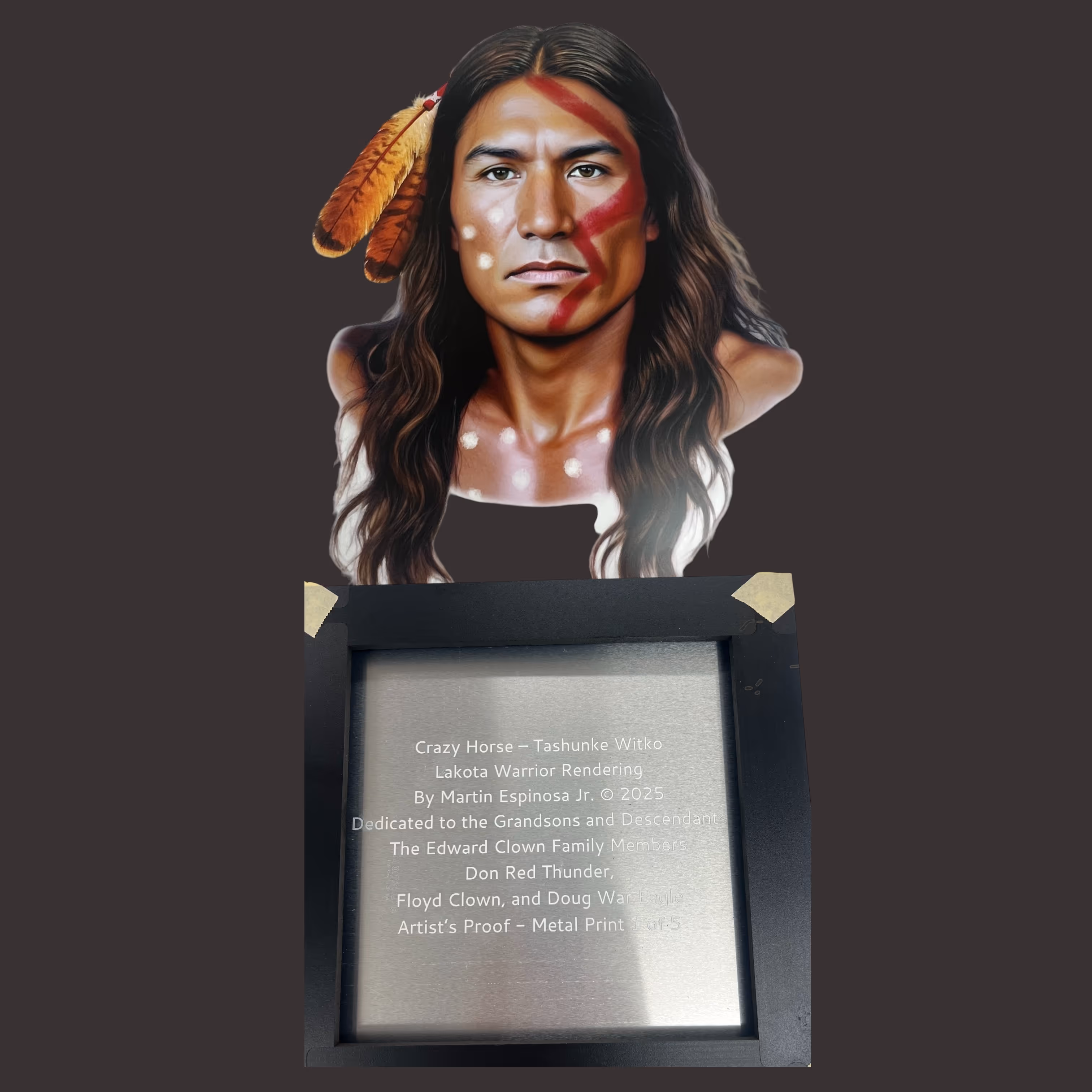 Laser Engraved Crazy Horse Portrait miami fort lauderdale