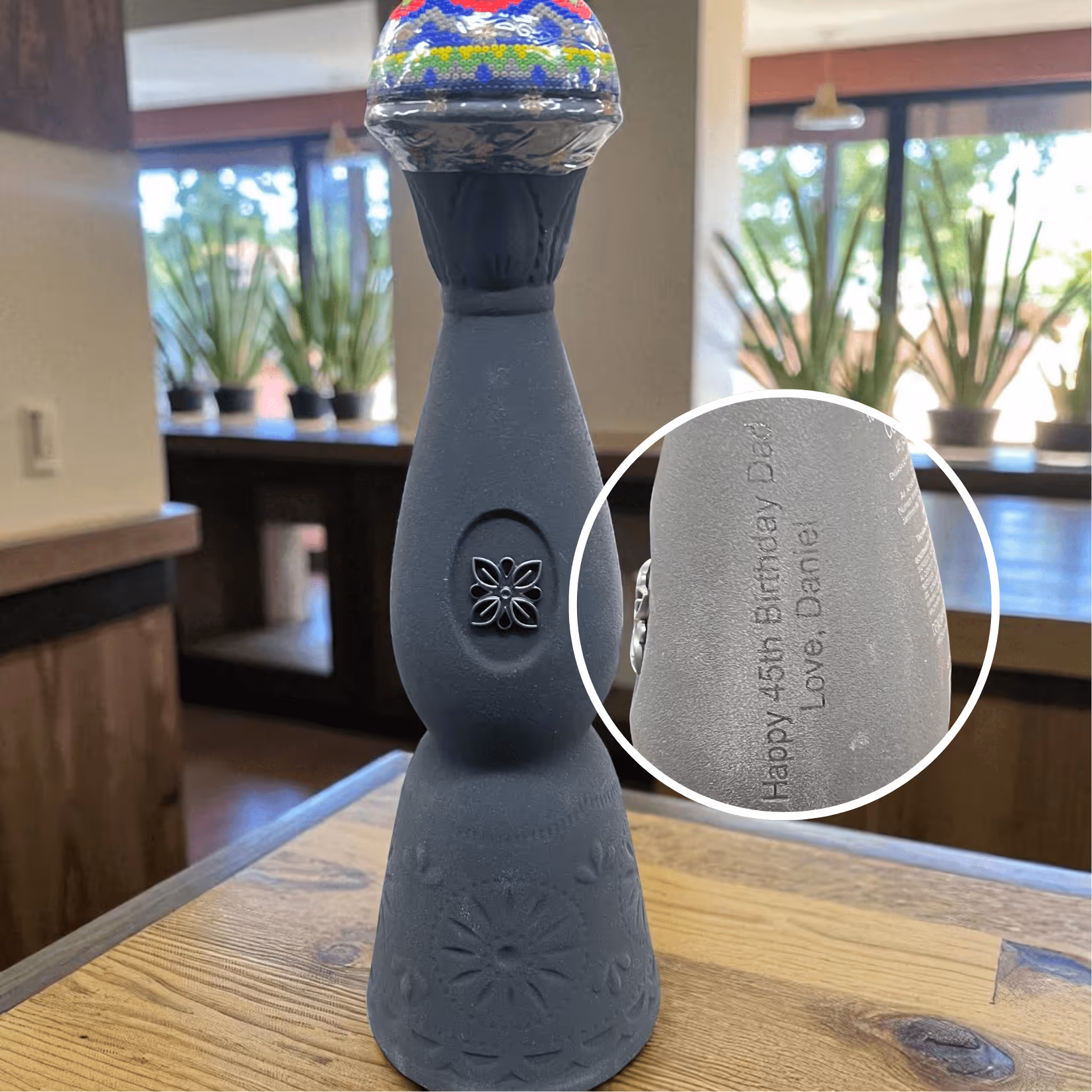 Laser Engraved Azul Tequila Ceramic Bottle_Gift Miami Fort Lauderdale