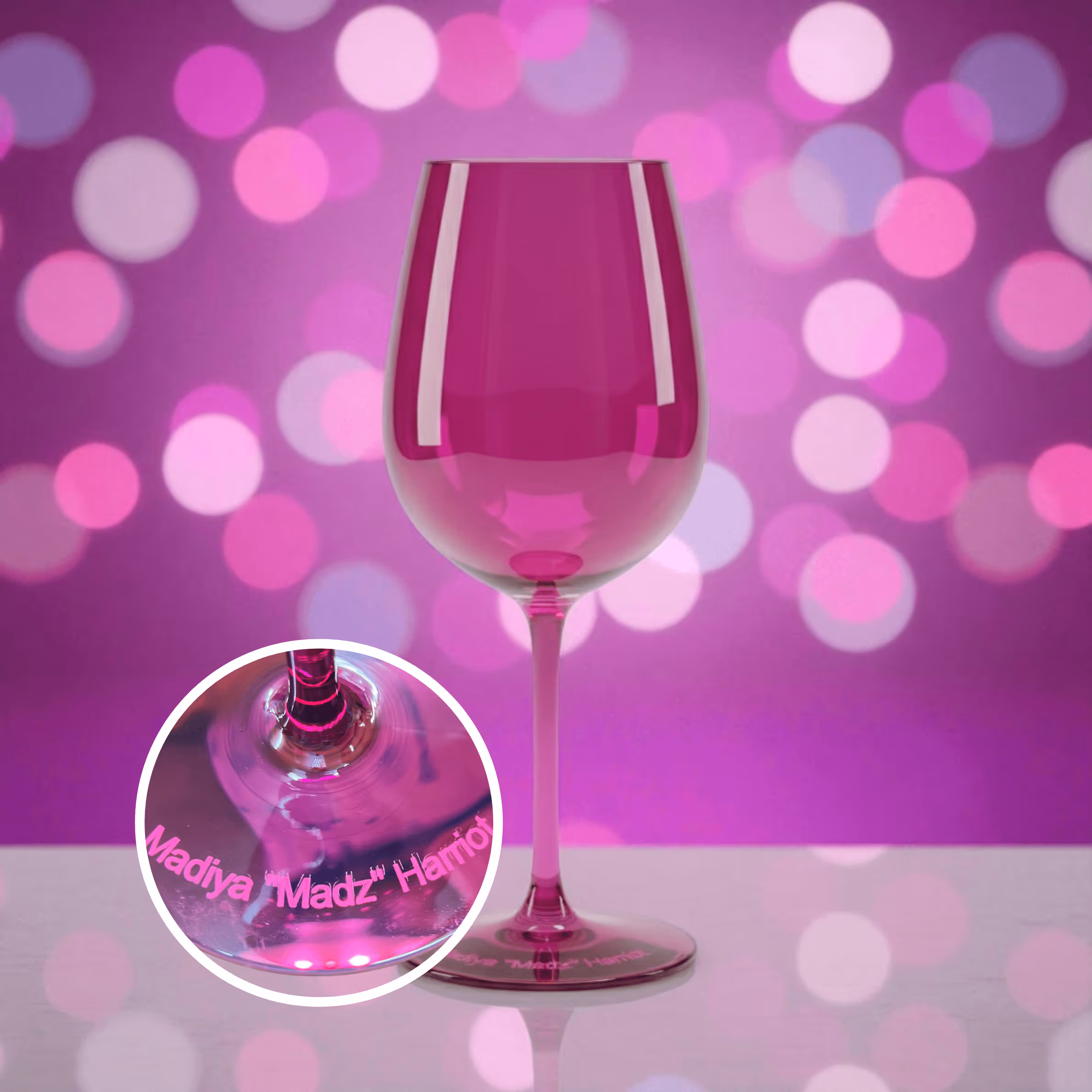 Laser Engraved Purple Wine Glass_Gift miami fort lauderdale
