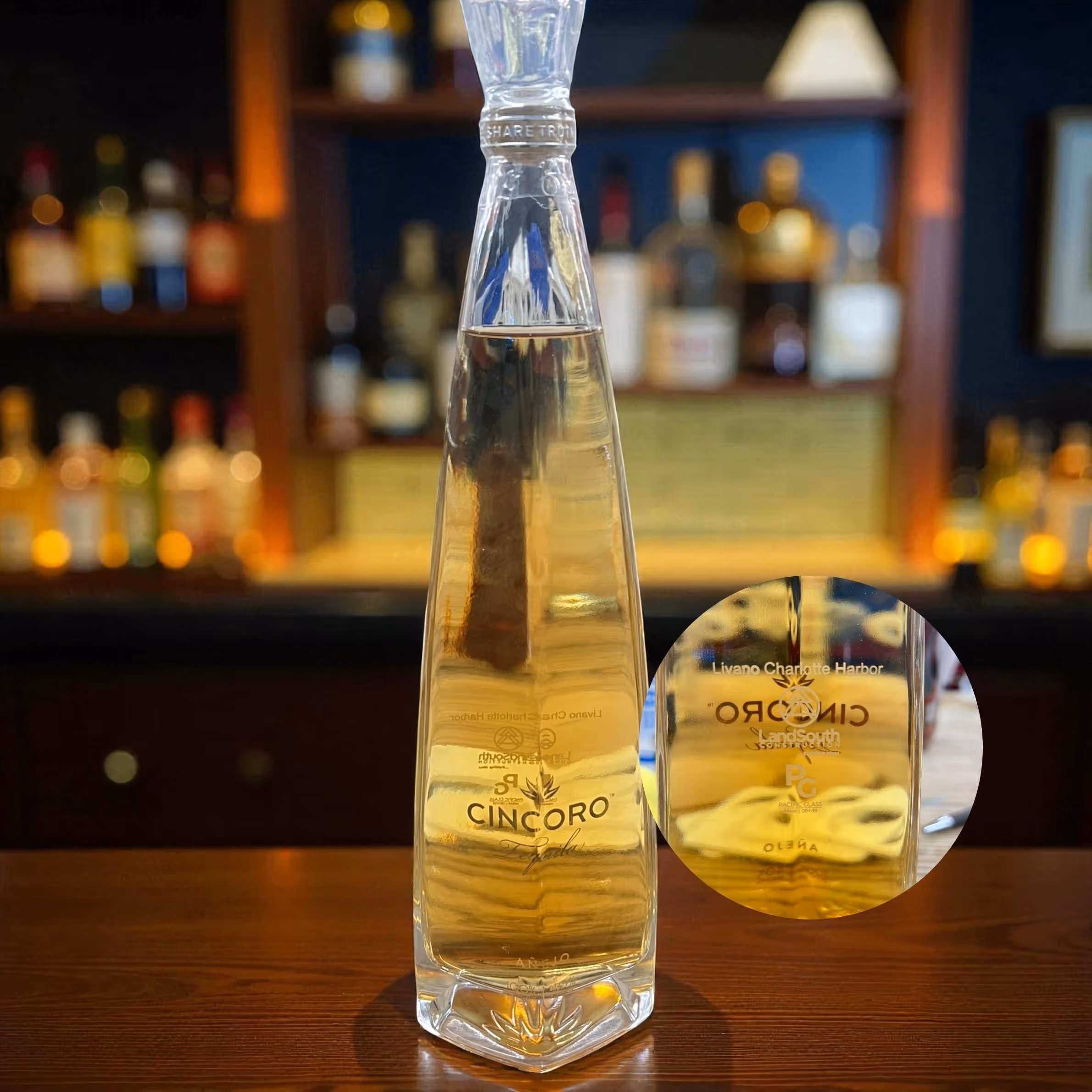 Laser Engraved Cincoro Tequila Bottle Miami Fort Lauderdale