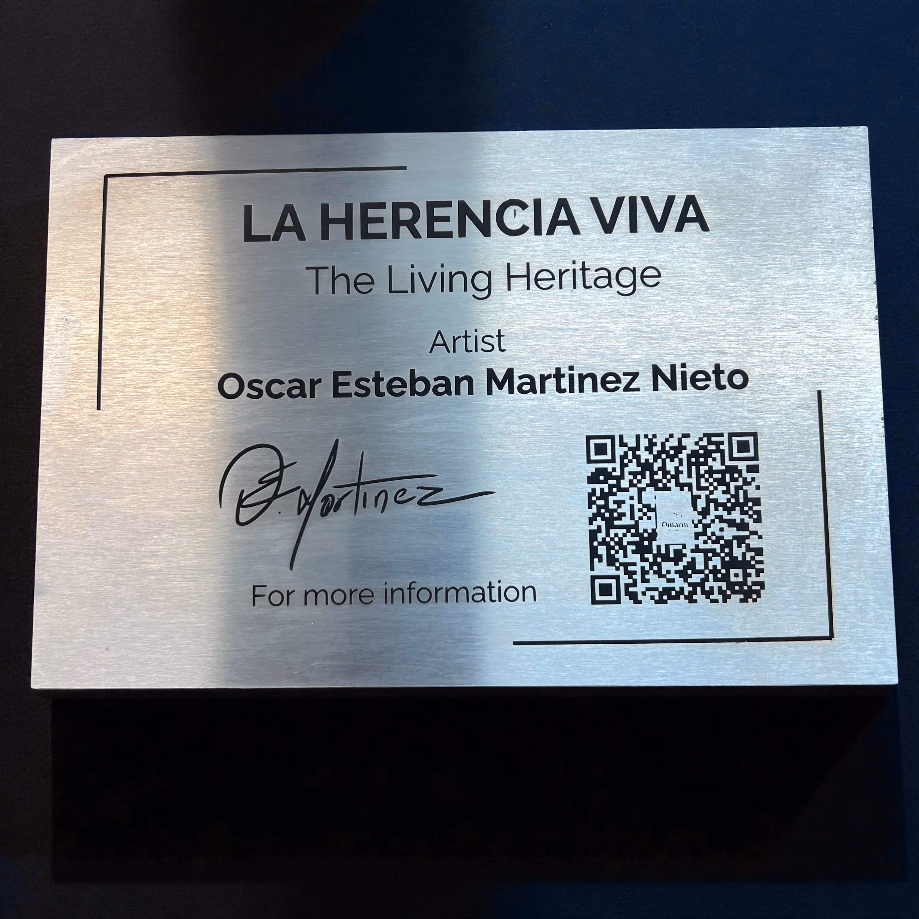 Laser Engraved Metal Plaque with Name & QR Code Miami Fort Lauderdale