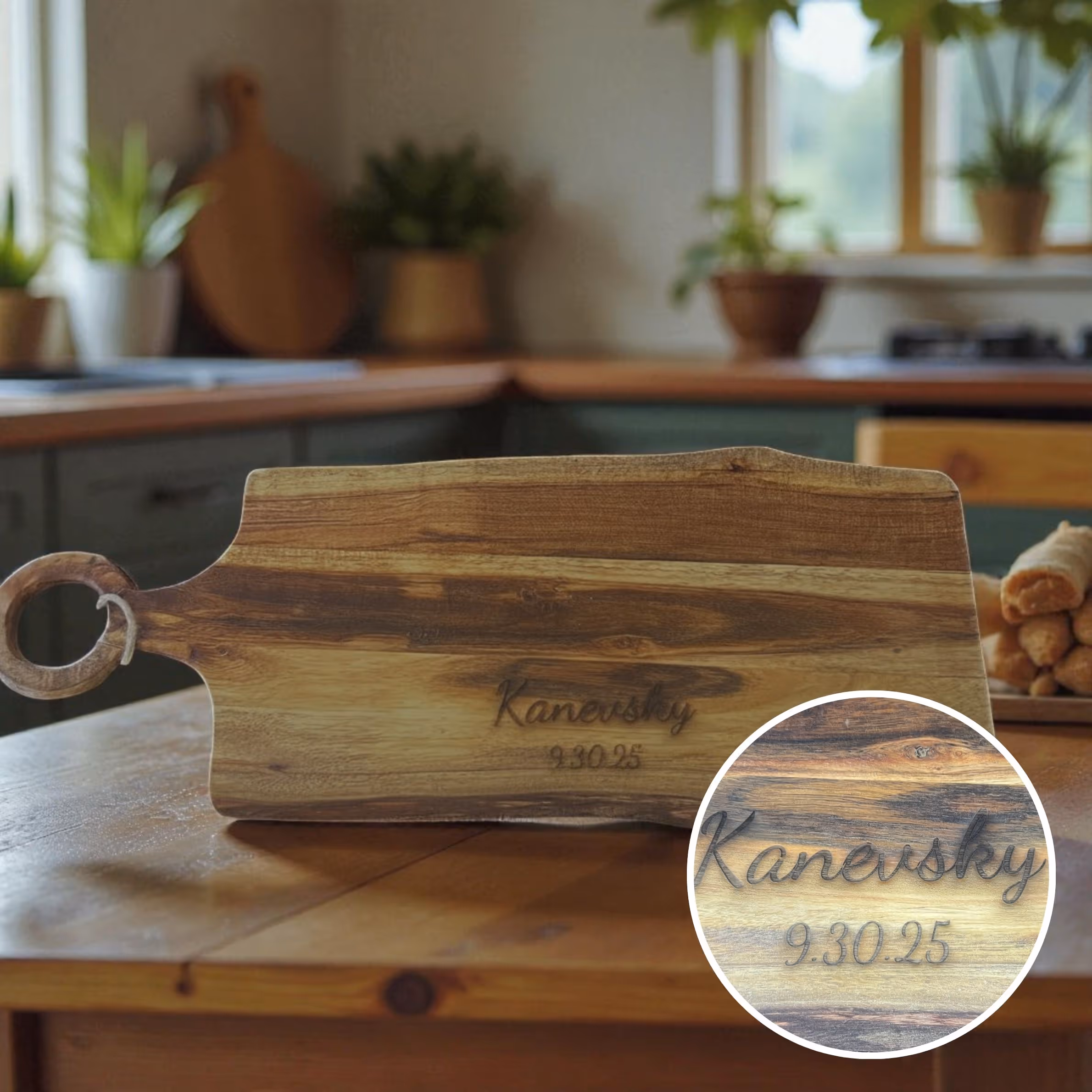 Laser Engraved Wooden Chopping Board with Name_Gift Miami Fort Lauderdale
