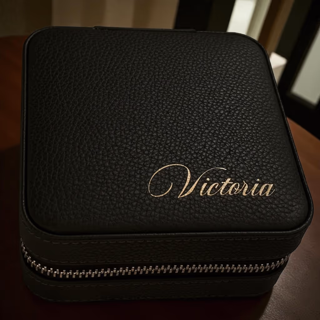 Leather Engraved Name_Black Jewelry Case_Gift Miami Fort Lauderdale