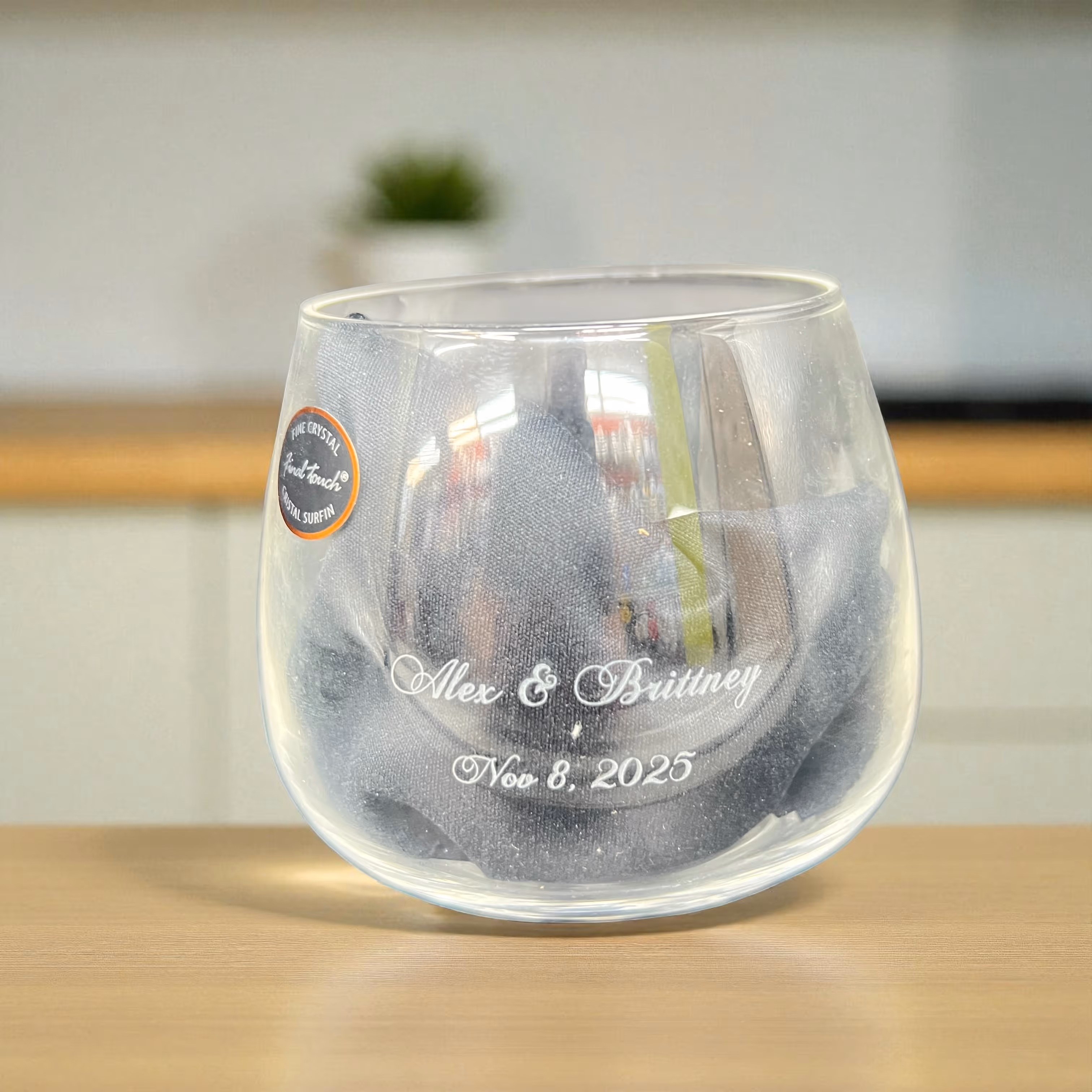 Laser Engraved Wedding Glass Souvenir Miami Fort Lauderdale