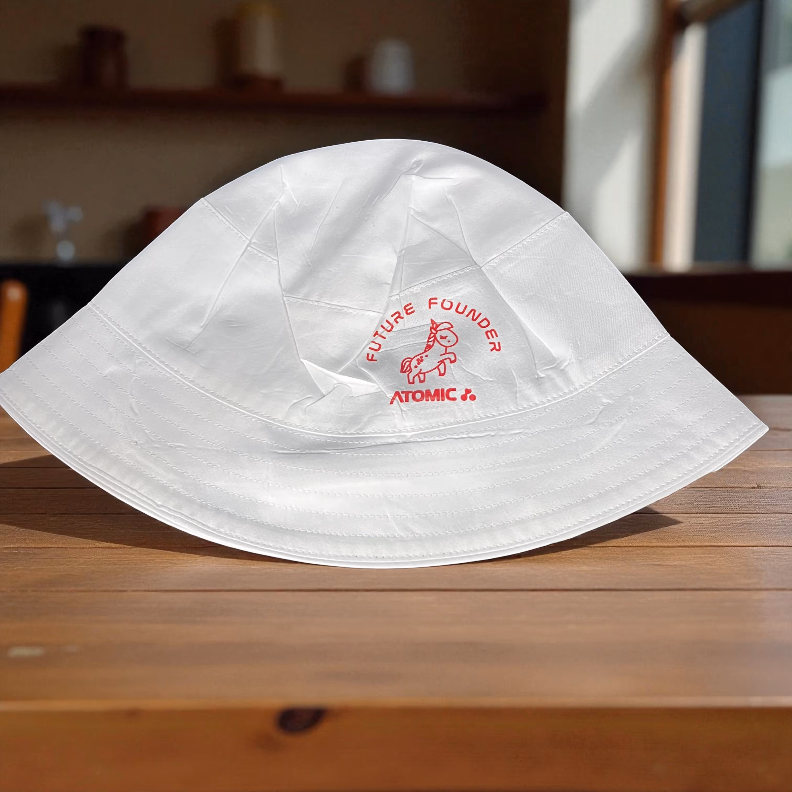 UV Engraved White Bucket Hat with Logo_Gift Miami Fort Lauderdale