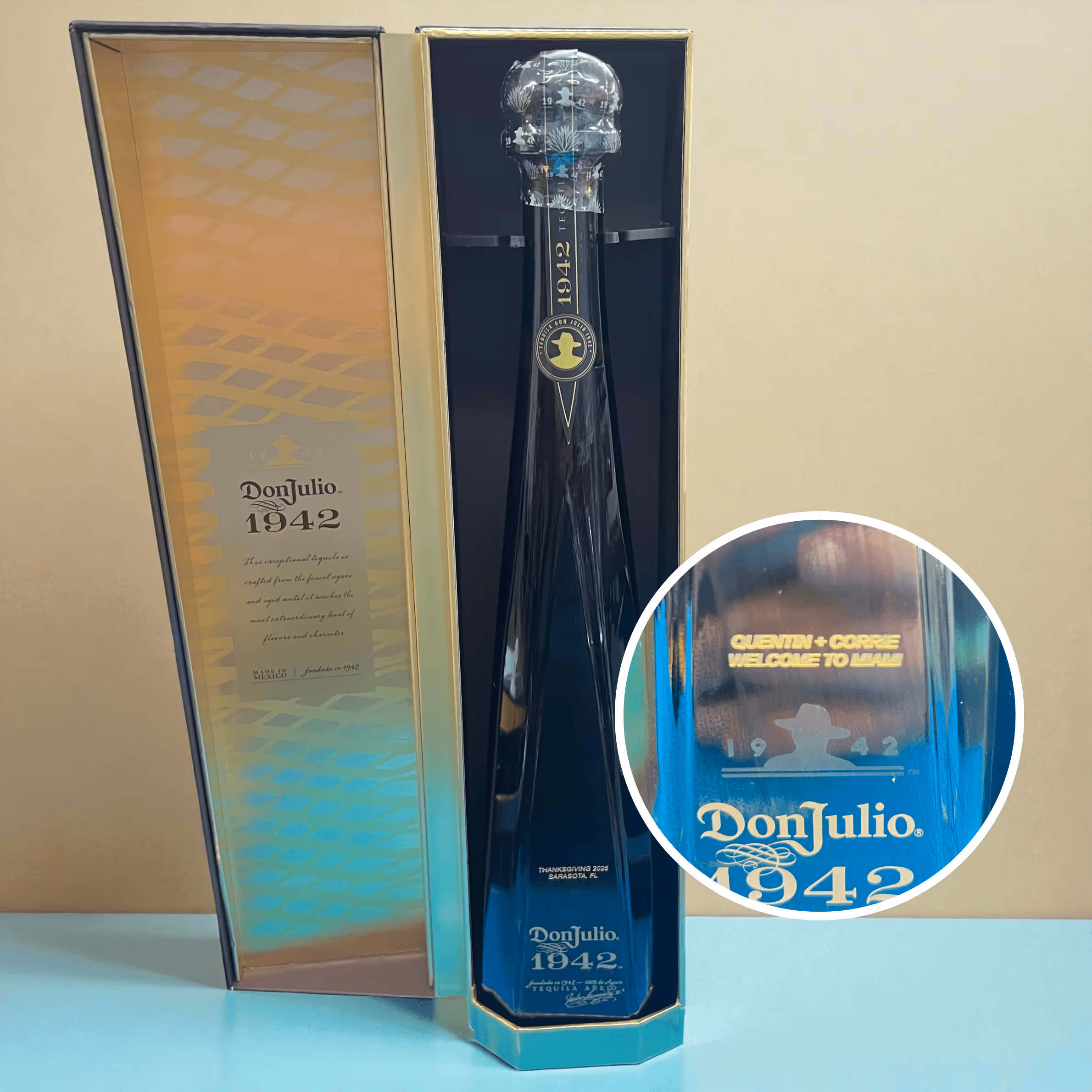 Laser Engraved Don Julio Bottle in a Box_Gift MIami Fort Lauderdale