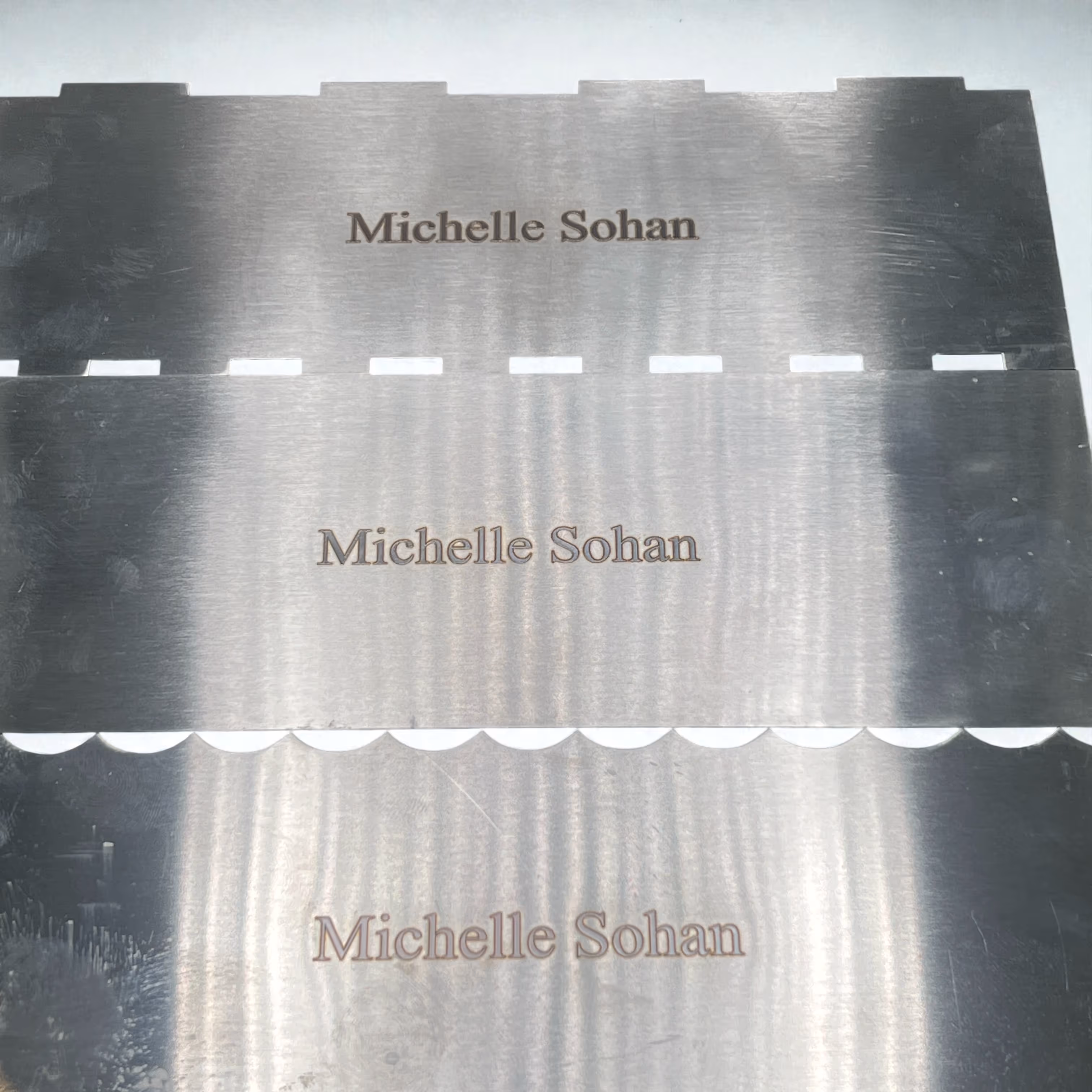 Laser Engraved Name in a Metal Pieces Miami Fort Lauderdale 
