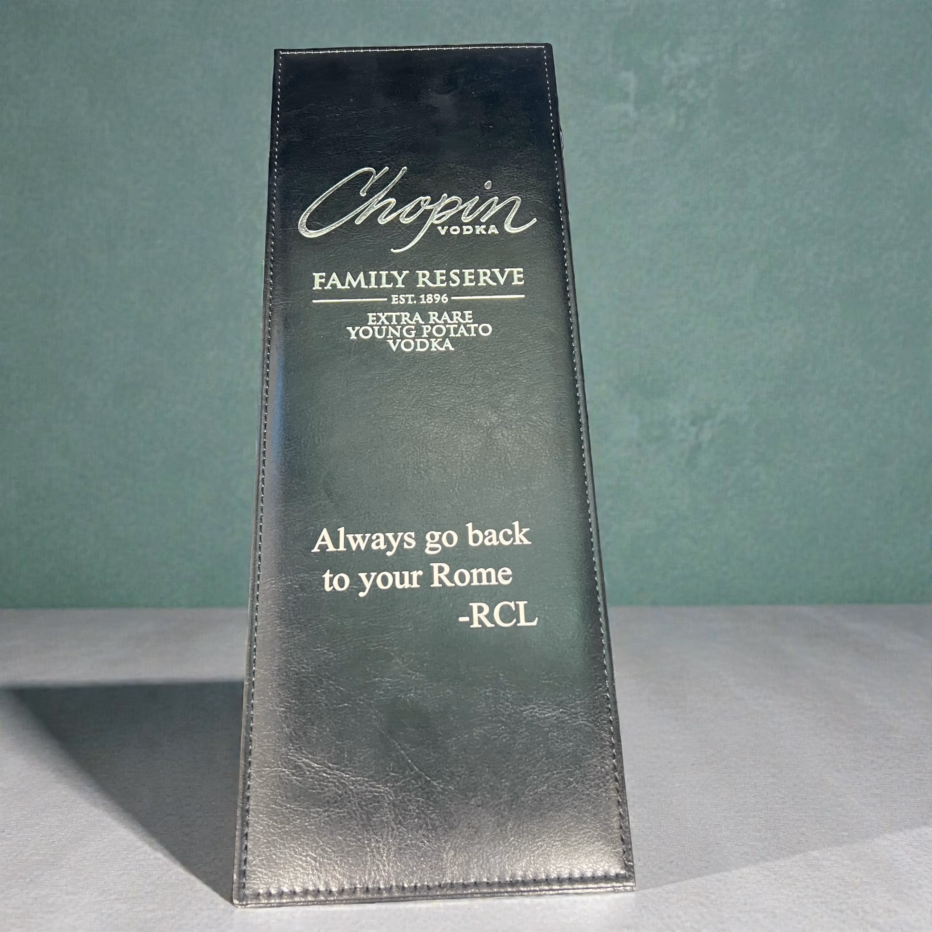 Leather Engraved Personalized Chopin Vodka Case_Gift Miami Fort Lauderdale