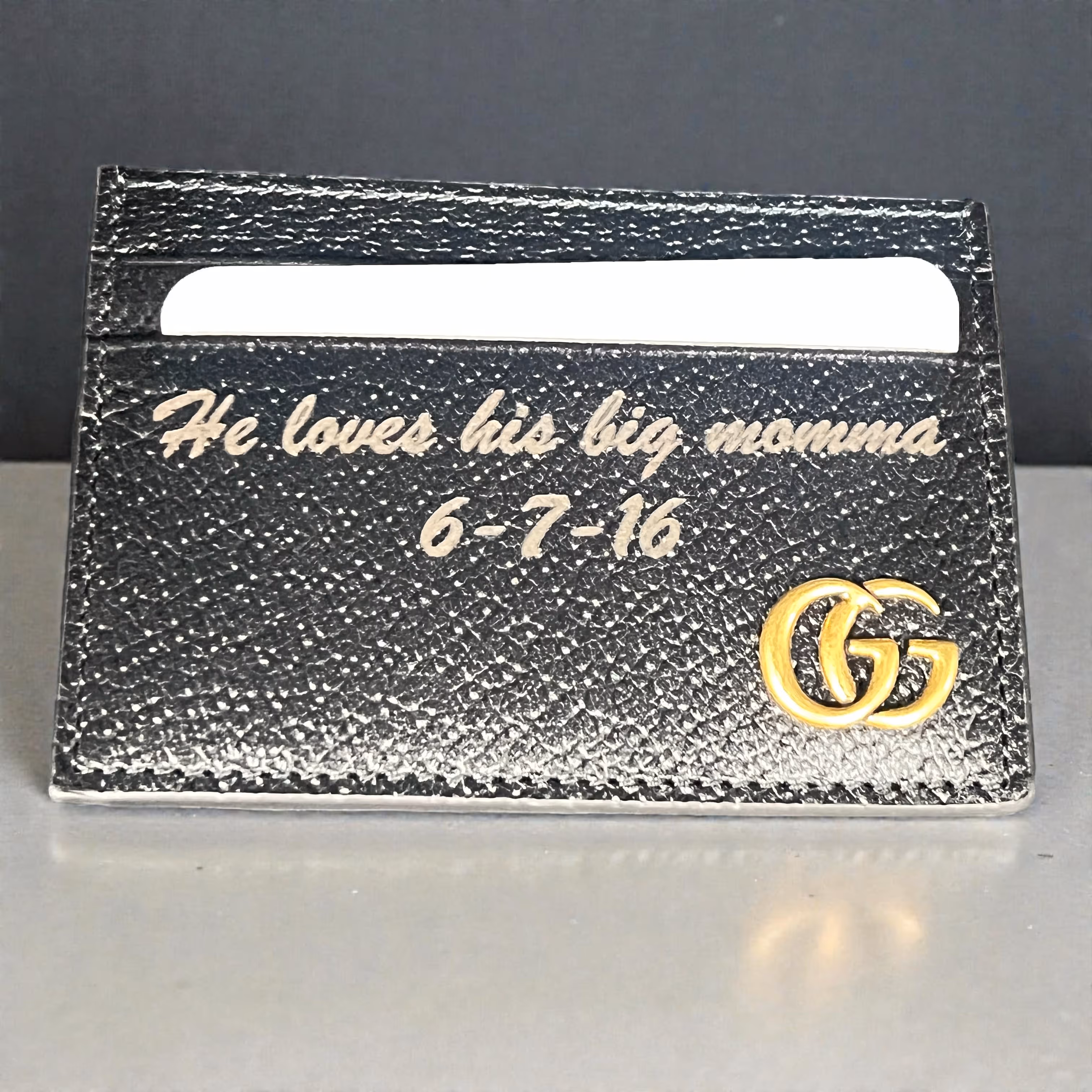 Leather Engraved Black Card Holder_Gift Miami Fort Lauderdale