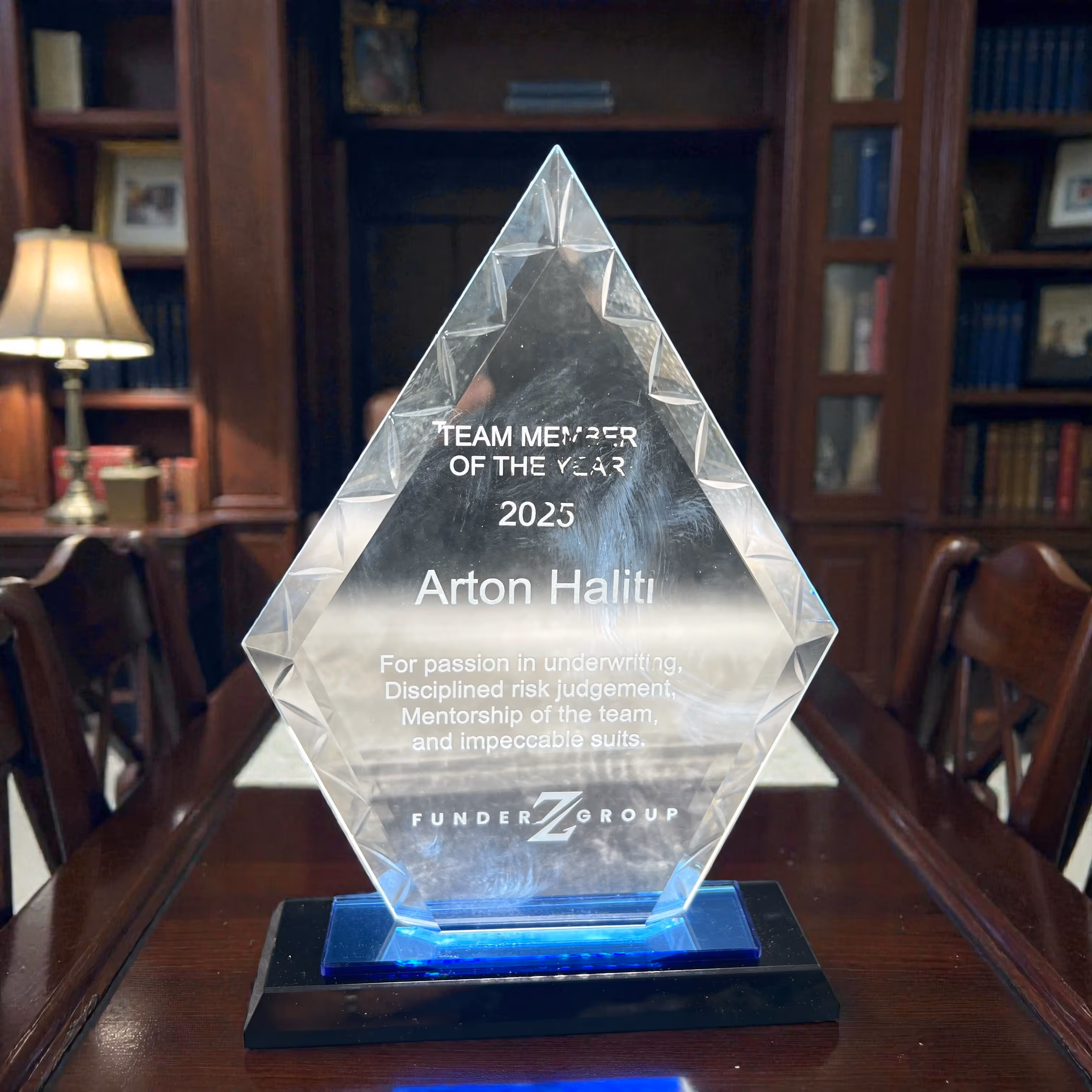 Laser Engraved Acrylic Led System Corp Recognition Plaque Miami Fort Lauderdale
