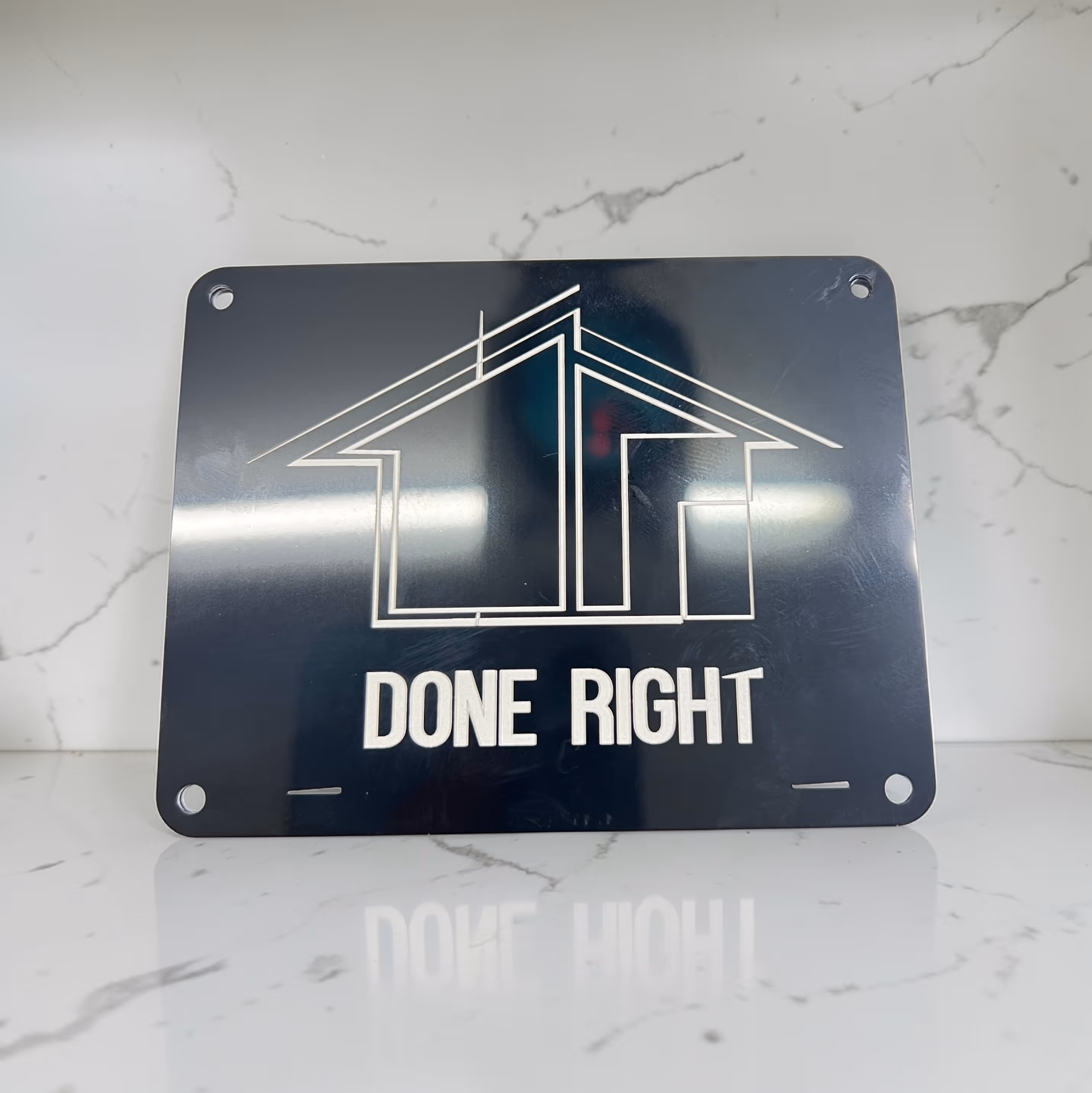 Laser Engraved DONE RIGHT Identification Plate Miami Fort Lauderdale