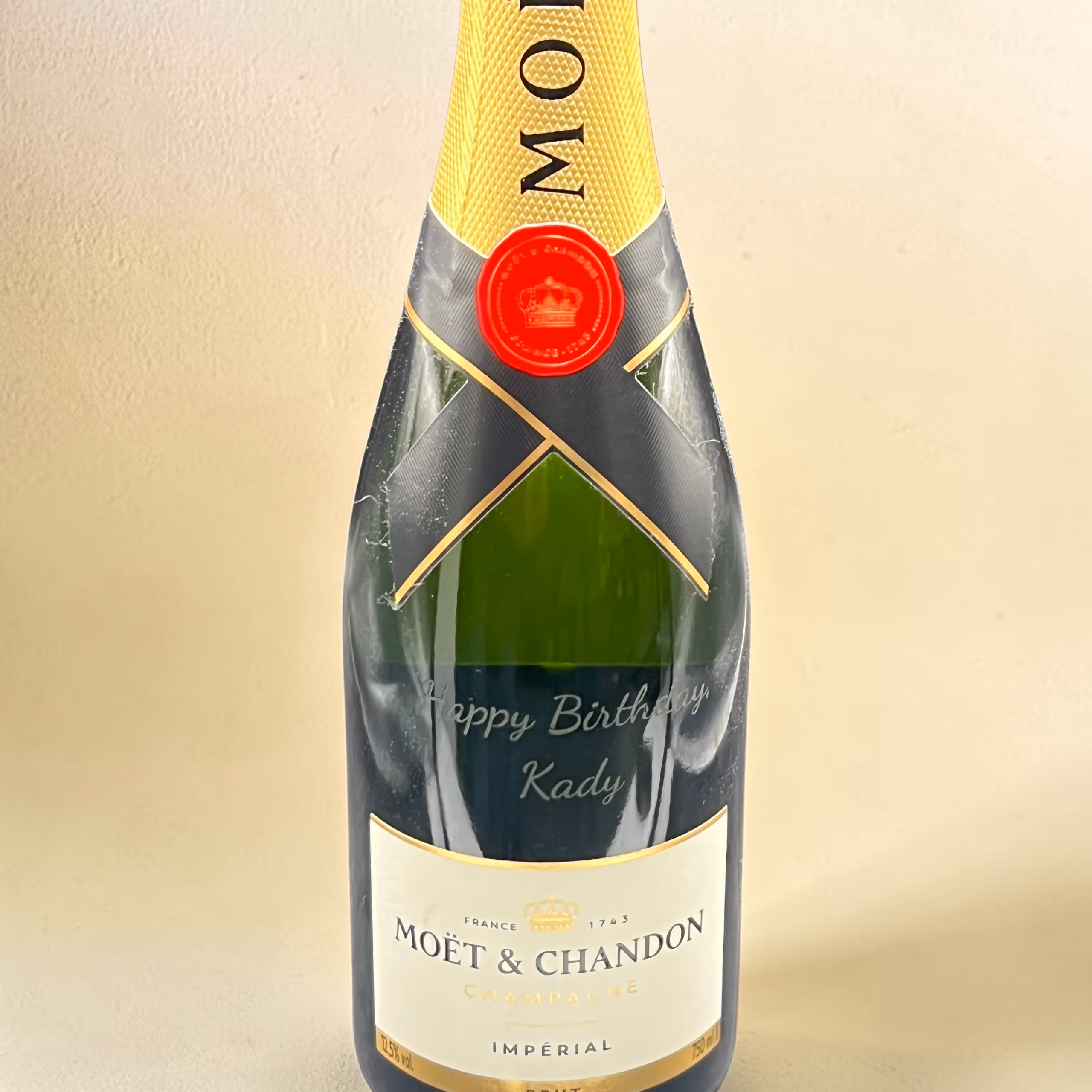 Laser Engraved Wine Bottle with Birthday Greetings Miami Fort Lauderdale